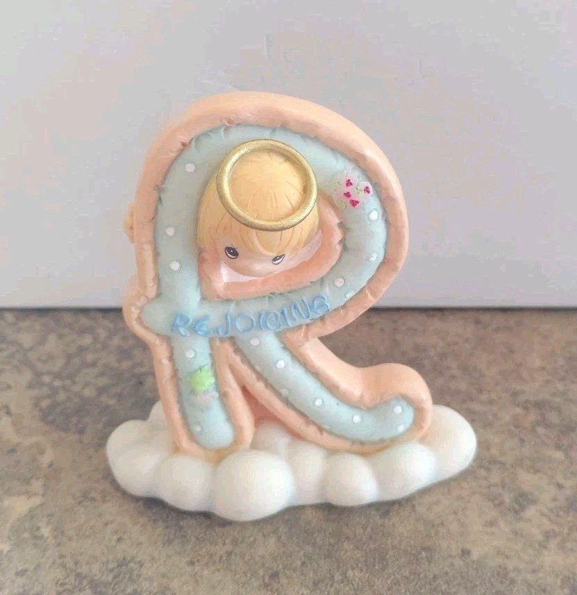 2002 Enesco Precious Moments Alphabet Figurine Letter R For Rejoicing