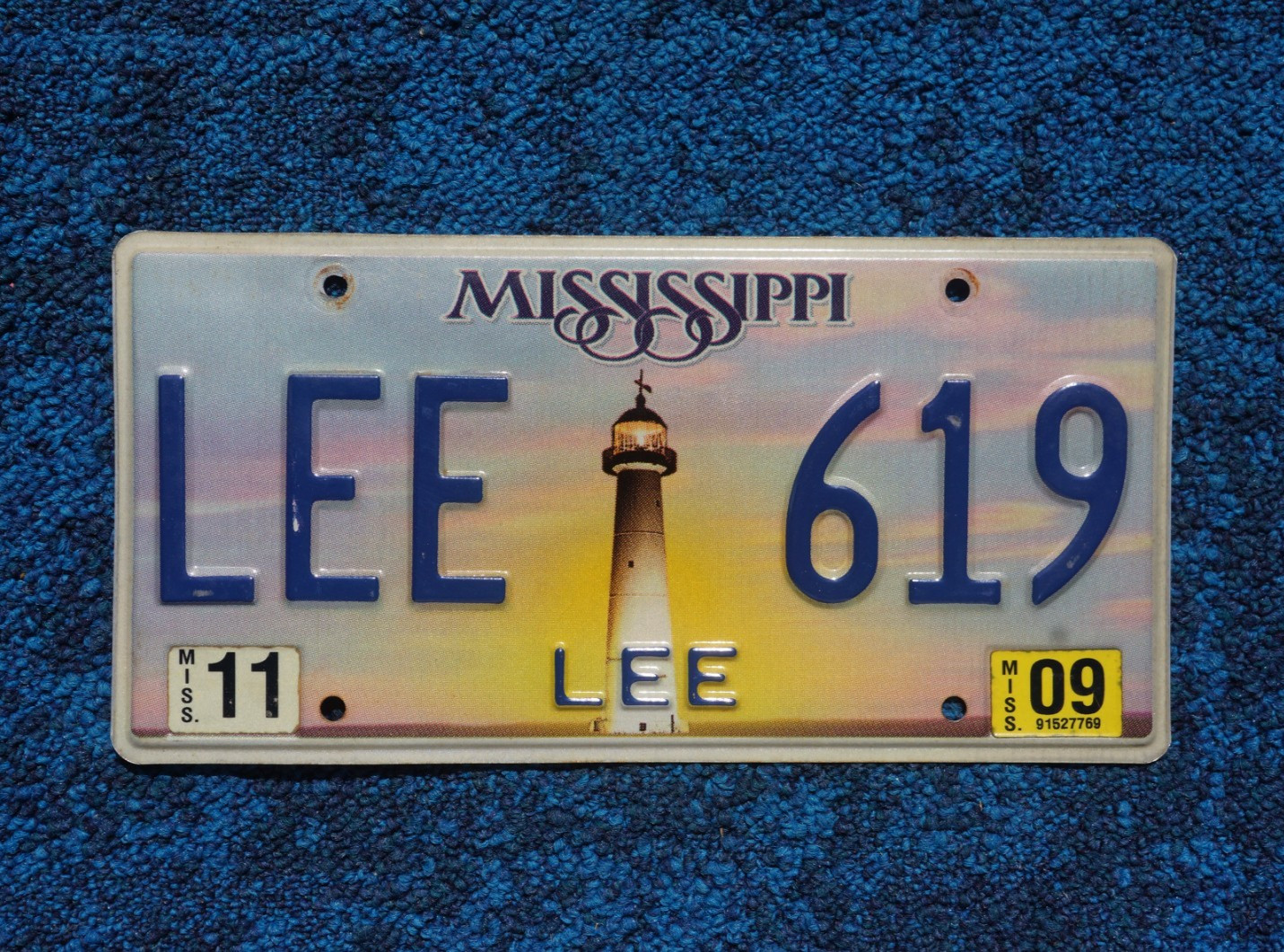 2009 LEE County Mississippi LIGHTHOUSE License Plate # LEE - 619