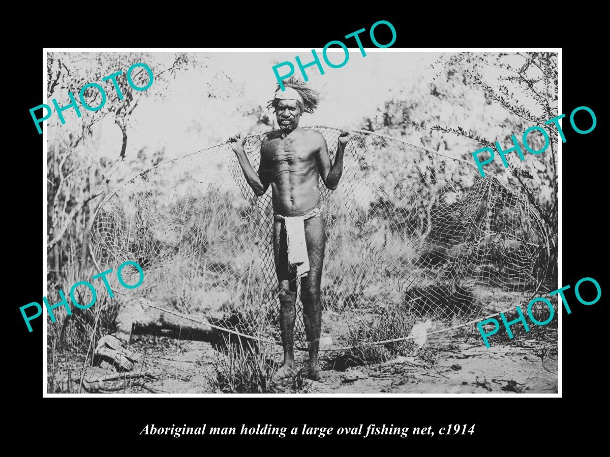 Aboriginal Man With A Fishing Net c1914 Old Large Historic Photo