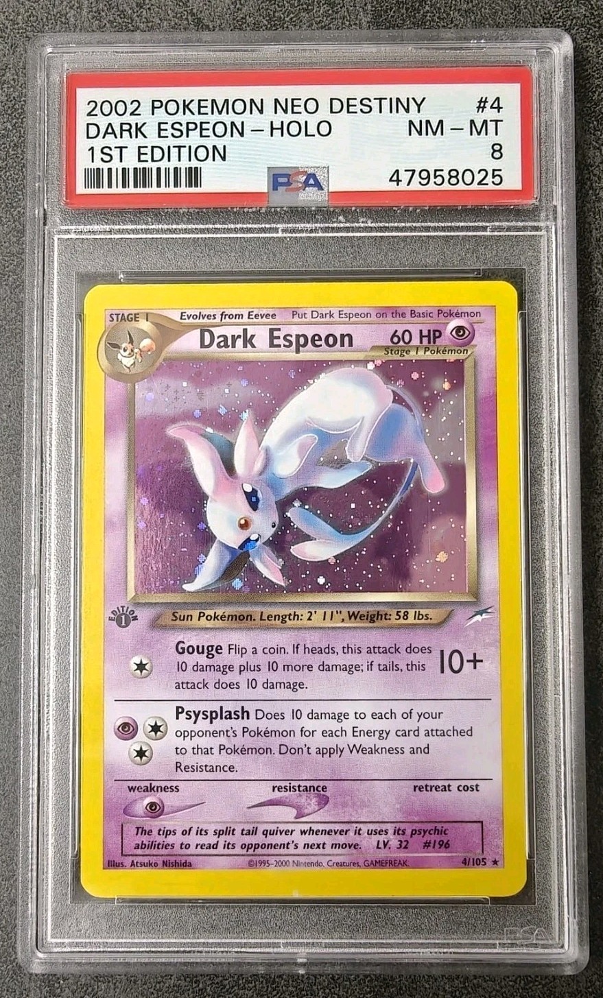 Pokemon Dark Espeon Neo Destiny 1st Edition Holo Rare #4/ 105 PSA 8