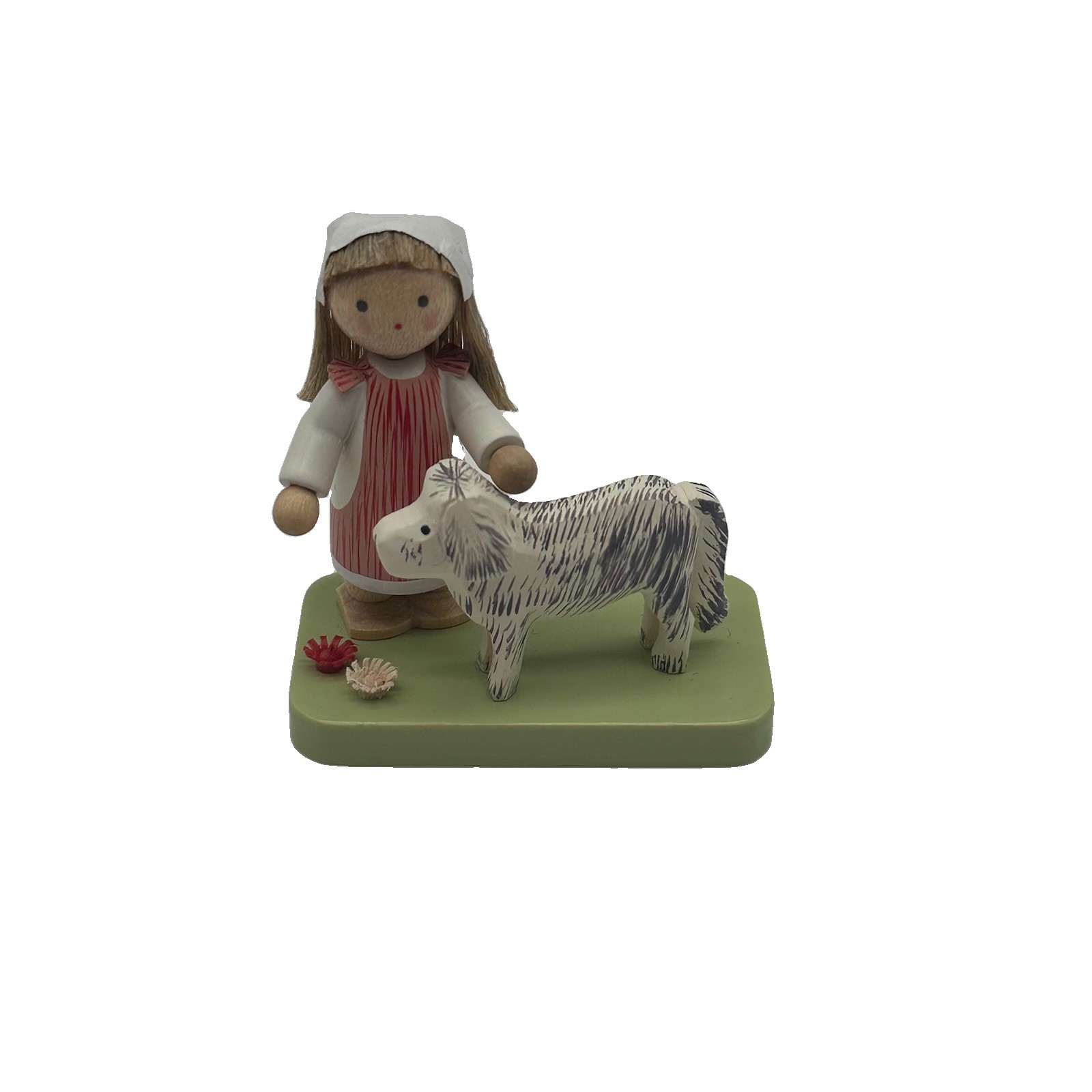 Werkstaetten Flade Miniature 5150 Little Girl With Black Cat Figure Erzgebirge
