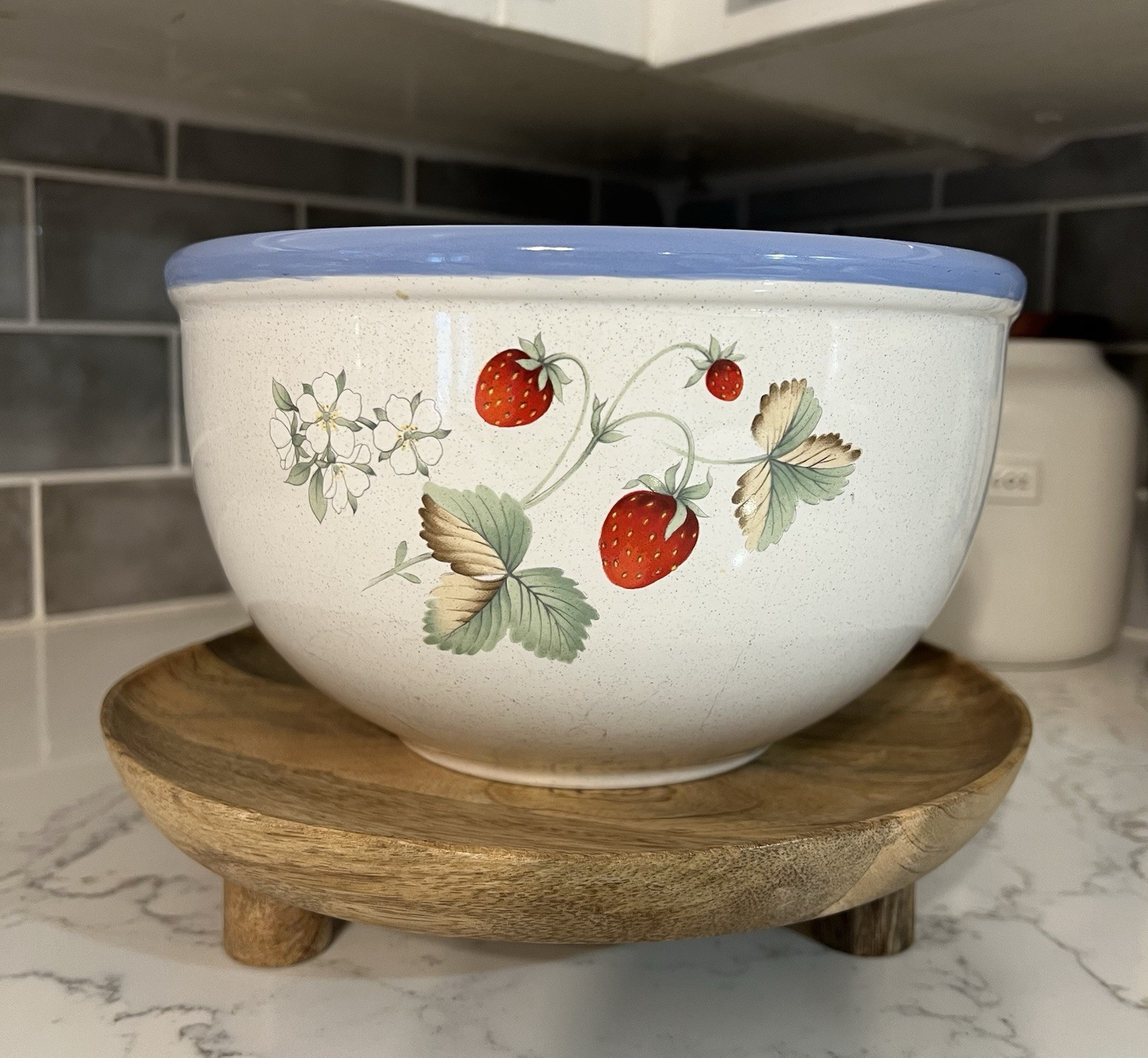 Vintage Stoneware Mixing Bowl Savoir Vivre Luscious Fruit Pattern Thailand