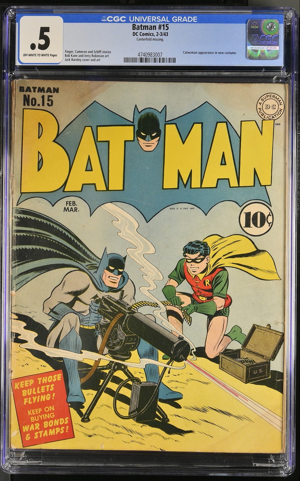 1943 Batman 15 CGC 0.5 Catwoman appearance DC
