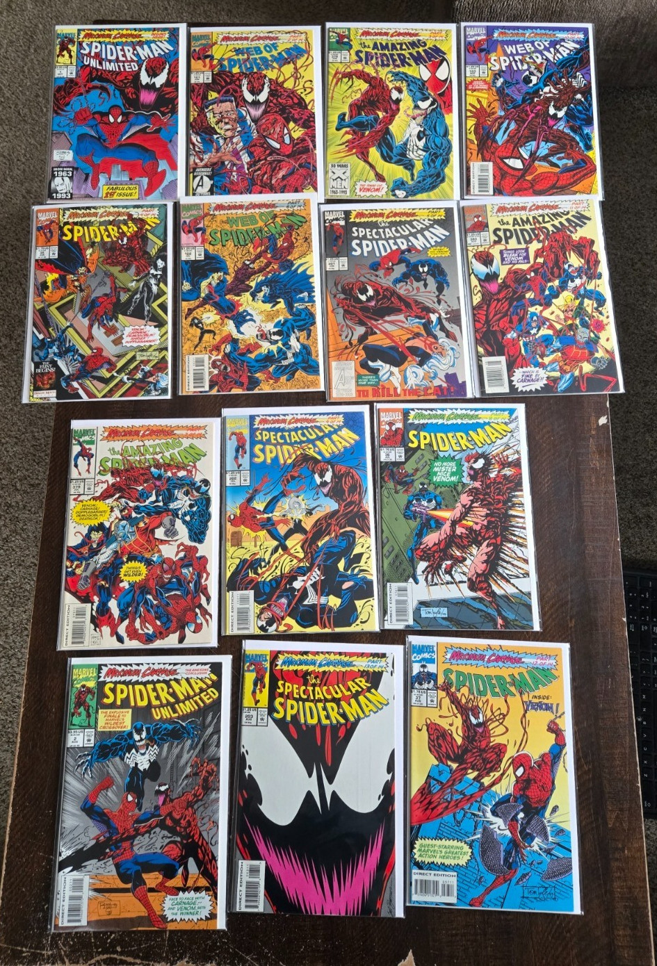 Spiderman MAXIMUM CARNAGE Lot Complete Set 1-14 Marvel Comics 1993