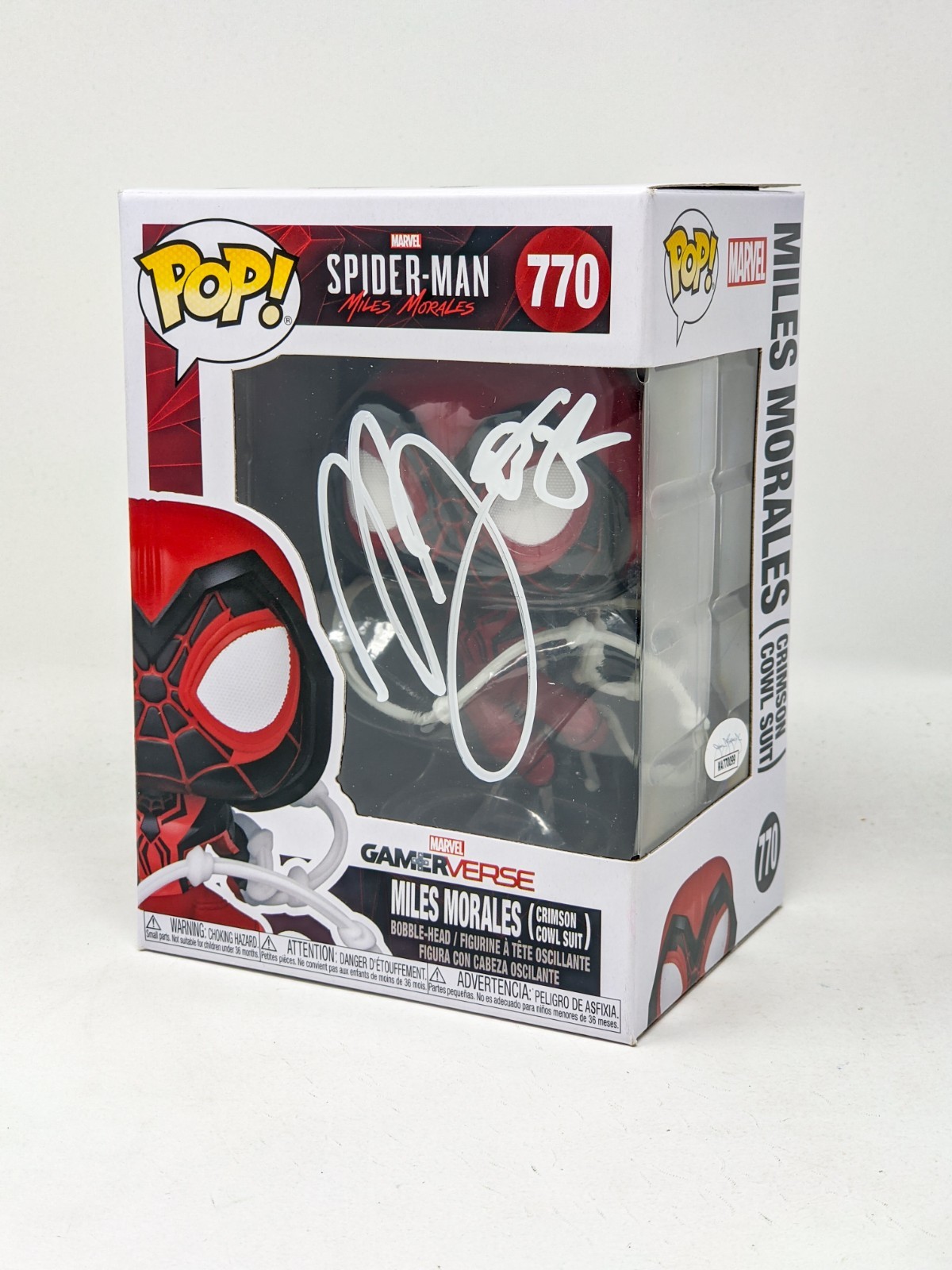 Nadji Jeter Spider-Man Miles Morales Crimson Cowl Suit #770 Signed Funko Pop JSA