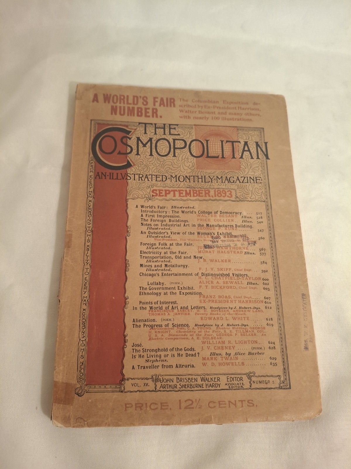 Antique September 1893 Cosmopolitan Magazine World's Fair Columbian Expo RARE 