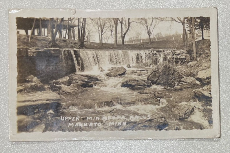 1935 Vintage RPPC Postcard~Mankato MN~Upper Minneopa Falls