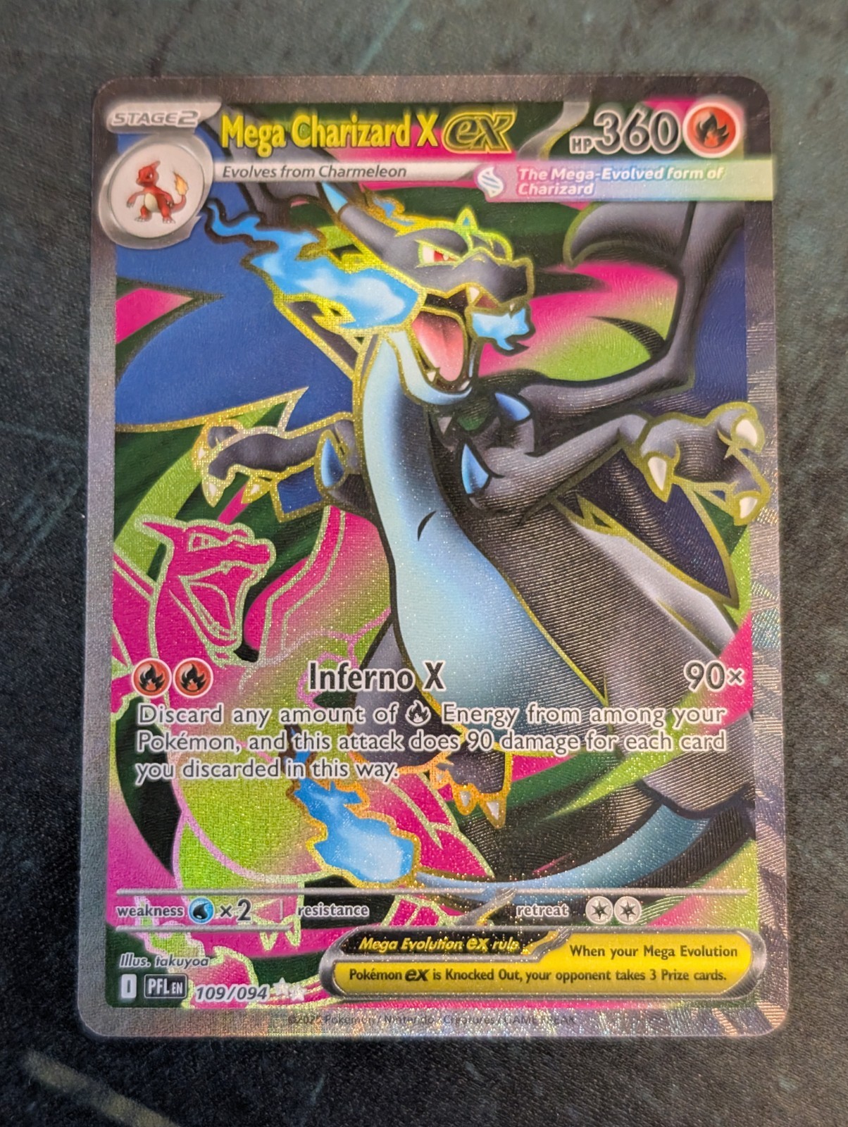 Pokémon TCG Mega Charizard X EX 109/094 Full Art Ultra Rare Phantasmal Flames