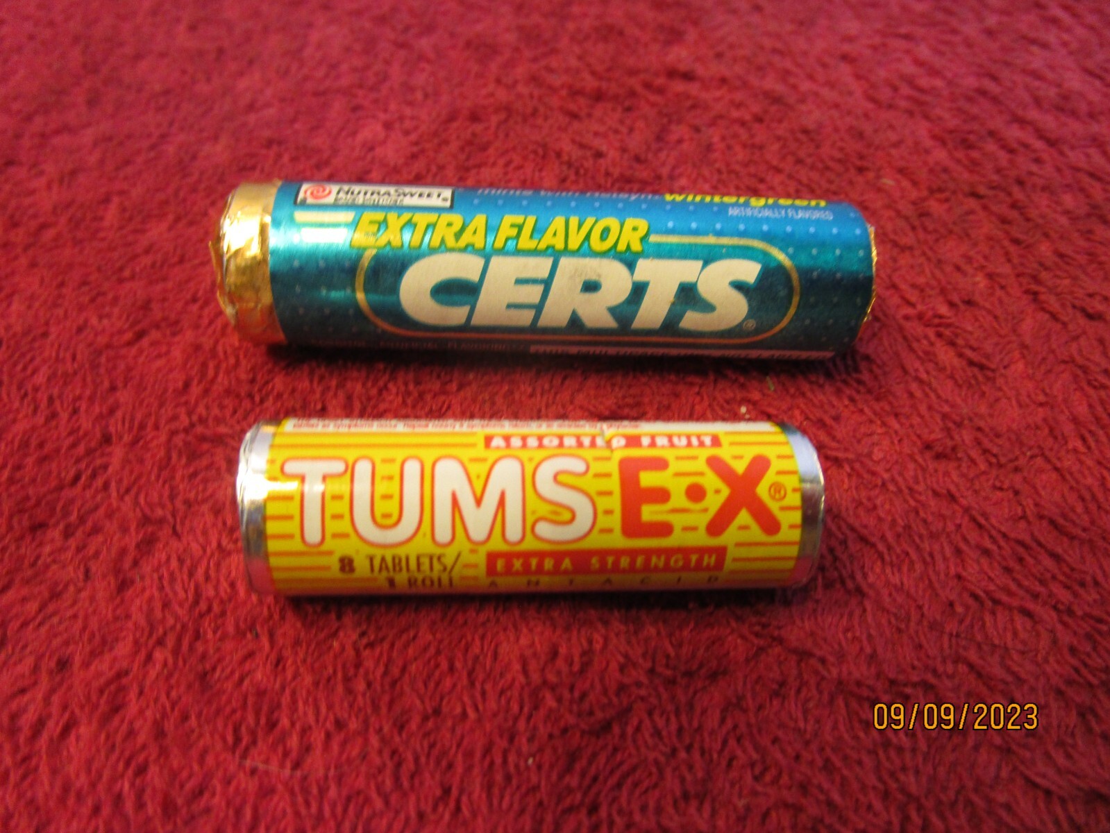 Vintage Unopened Pack of Certs Extra Flavor Wintergreen + Pack of Tums E-X