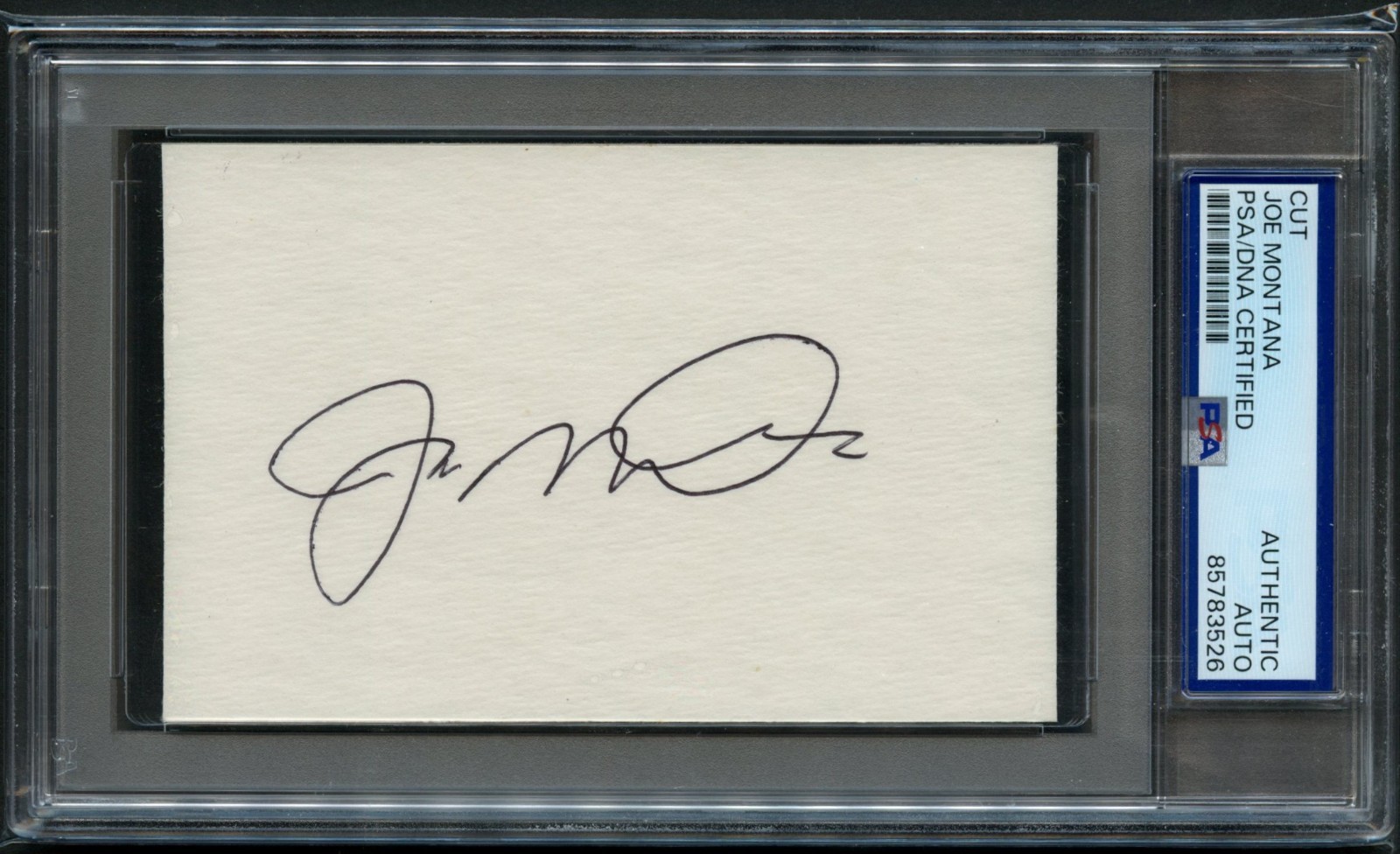 Joe Montana signed autograph 3x5 cut QB San Franciso 49ers PSA Slabbed