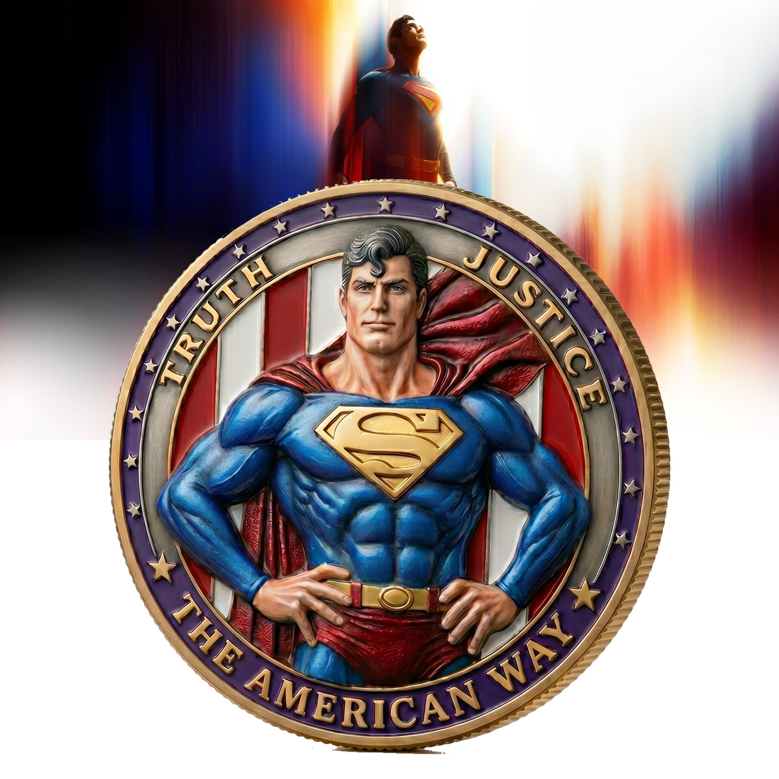 Superman Collectible Challenge Coin Truth Justice The American Way Medallion