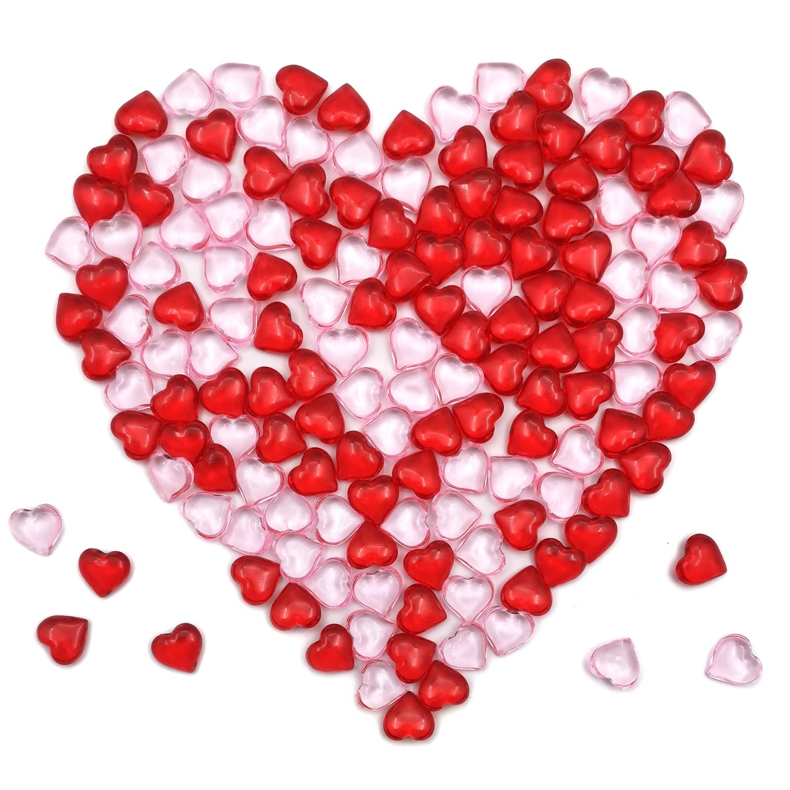 200pcs 3D Red Acrylic Heart 22 mm Acrylic Hearts Shaped Plastic Heart Vase Fi...