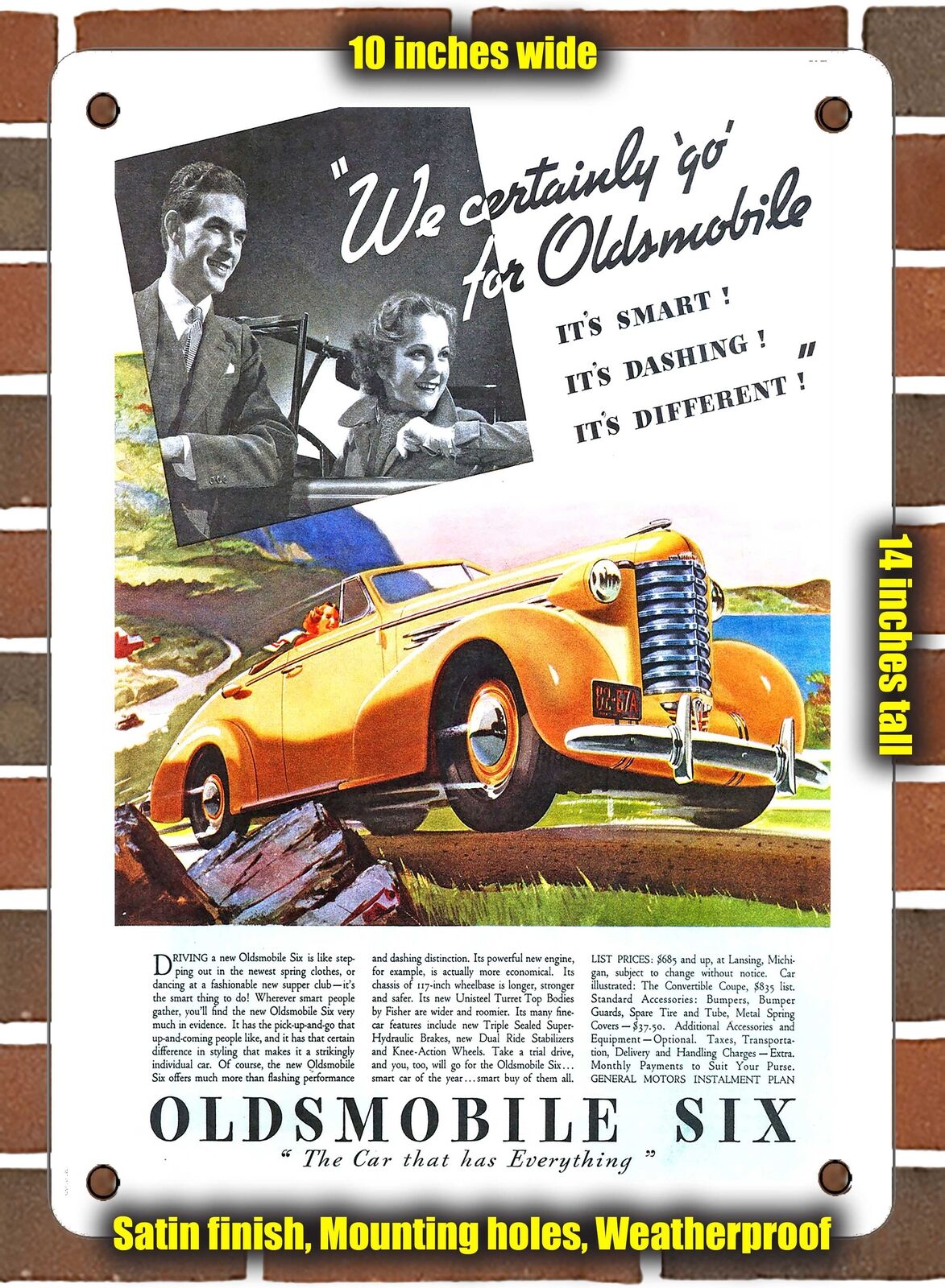 METAL SIGN - 1937 Oldsmobile 6 Convertible Coupe We Certainly Go for Oldsmobile