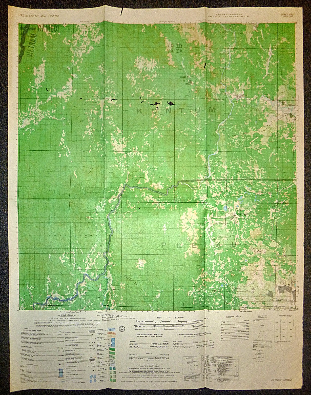 Rare US Map - IA DRANG - PLEIKU - PLEI MRONG - POLEI KLENG - 6537 - Vietnam War