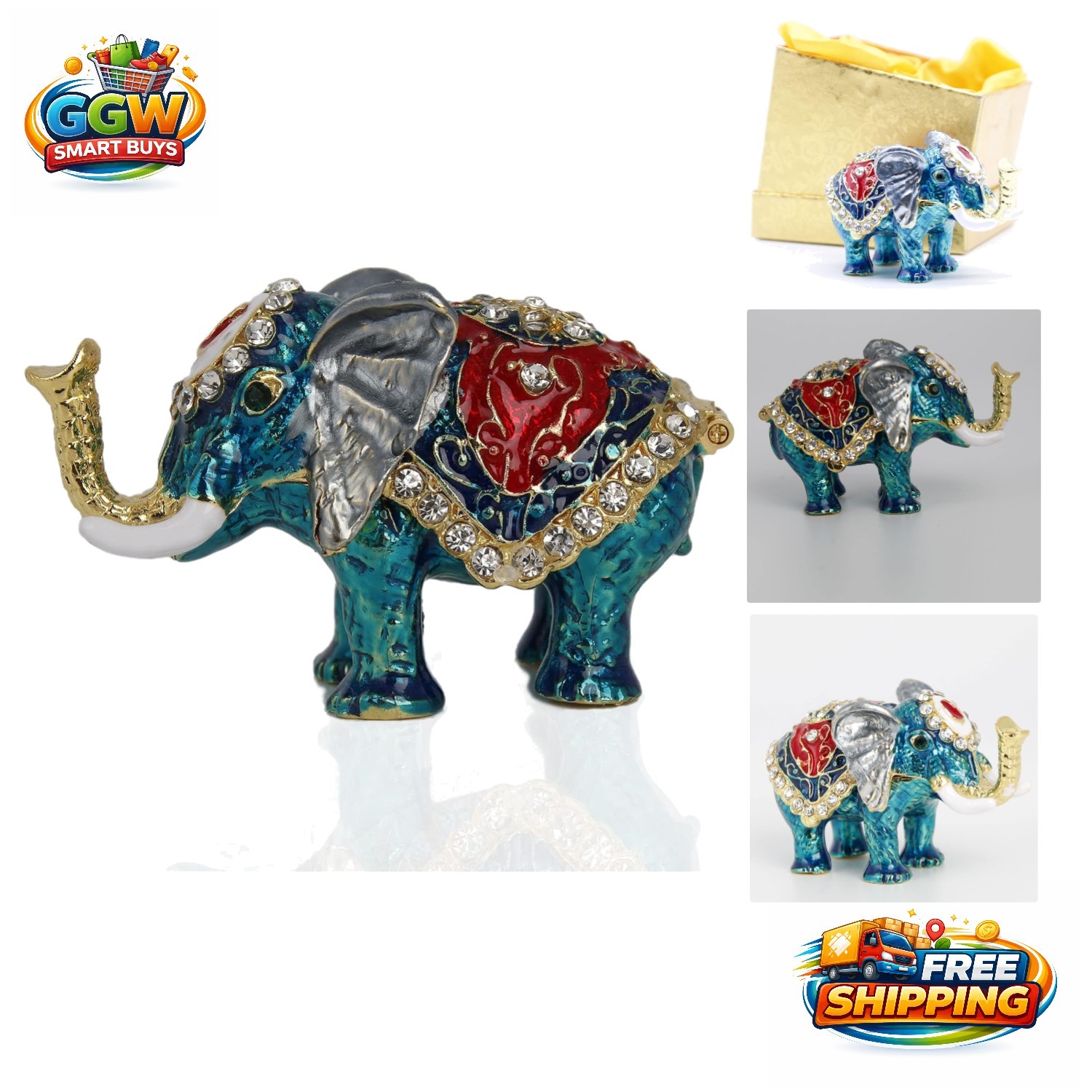 Truly Unique Blue Elephant Jewelry Box - Handcrafted Eco-Gift for Any Occasion