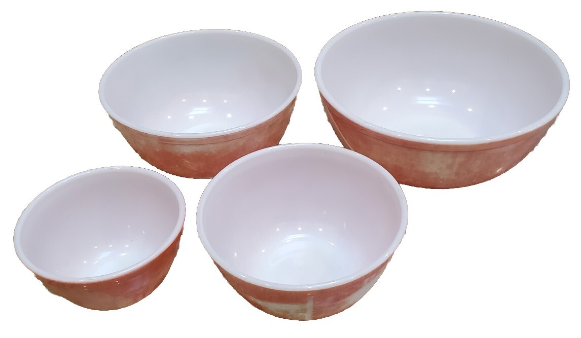 Pyrex Red Full Set of 4 Nesting Kitchen Mixing Bowls 401, 402, 403, 404 READ