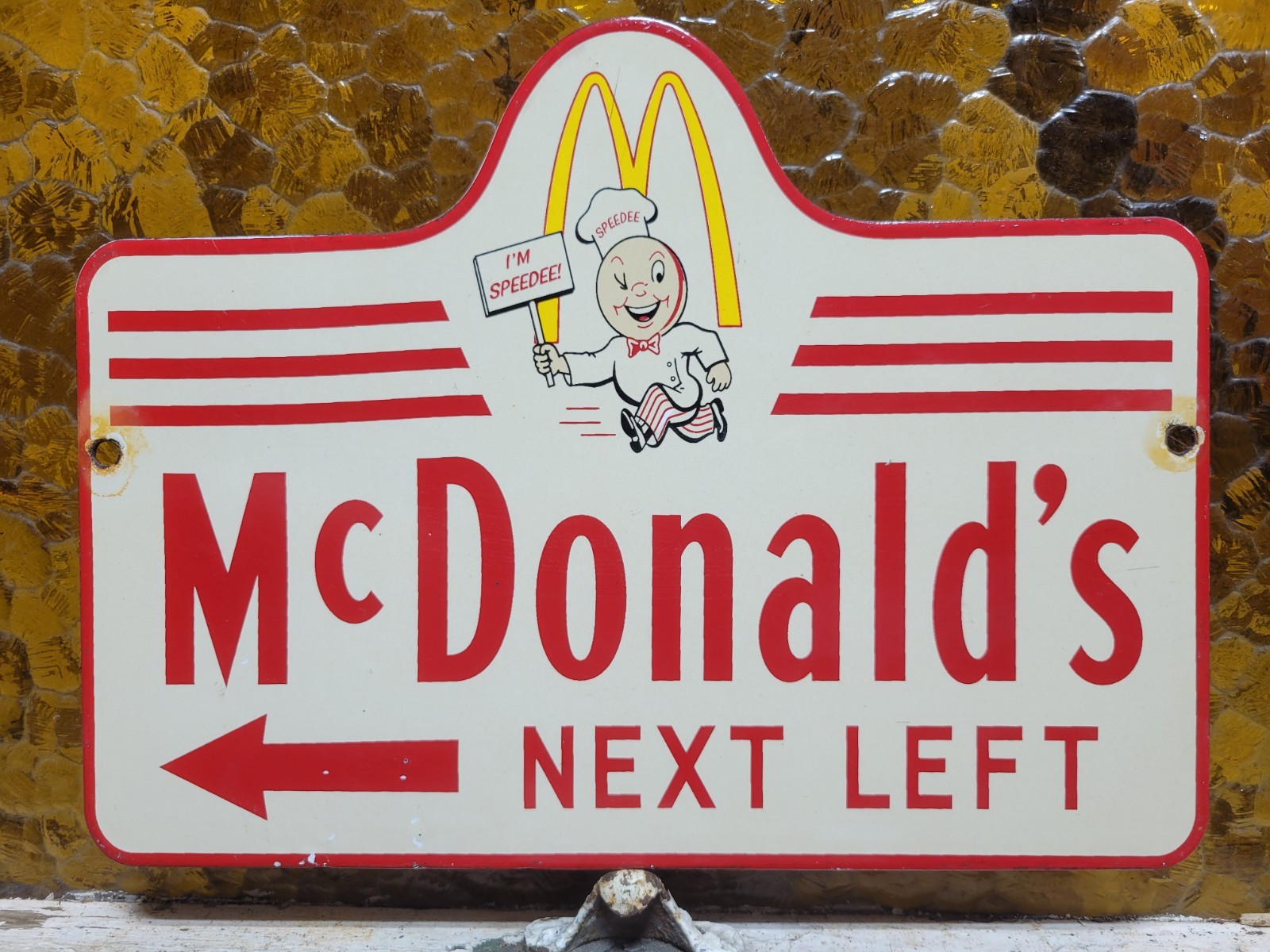 VINTAGE MCDONALD'S PORCELAIN SIGN RARE OLD FAST FOOD RESTAURANT BURGER FRIES