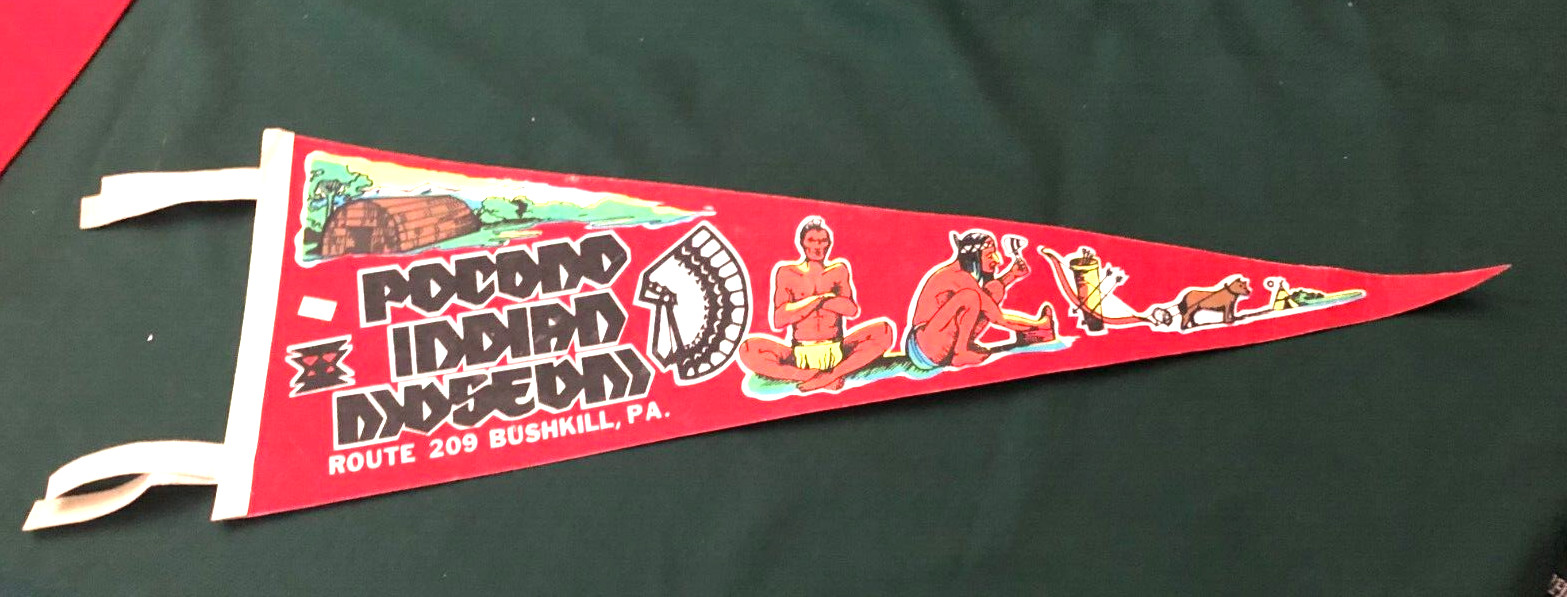 VINTAGE Pocono Indian Museum Large Felt Pennant 25