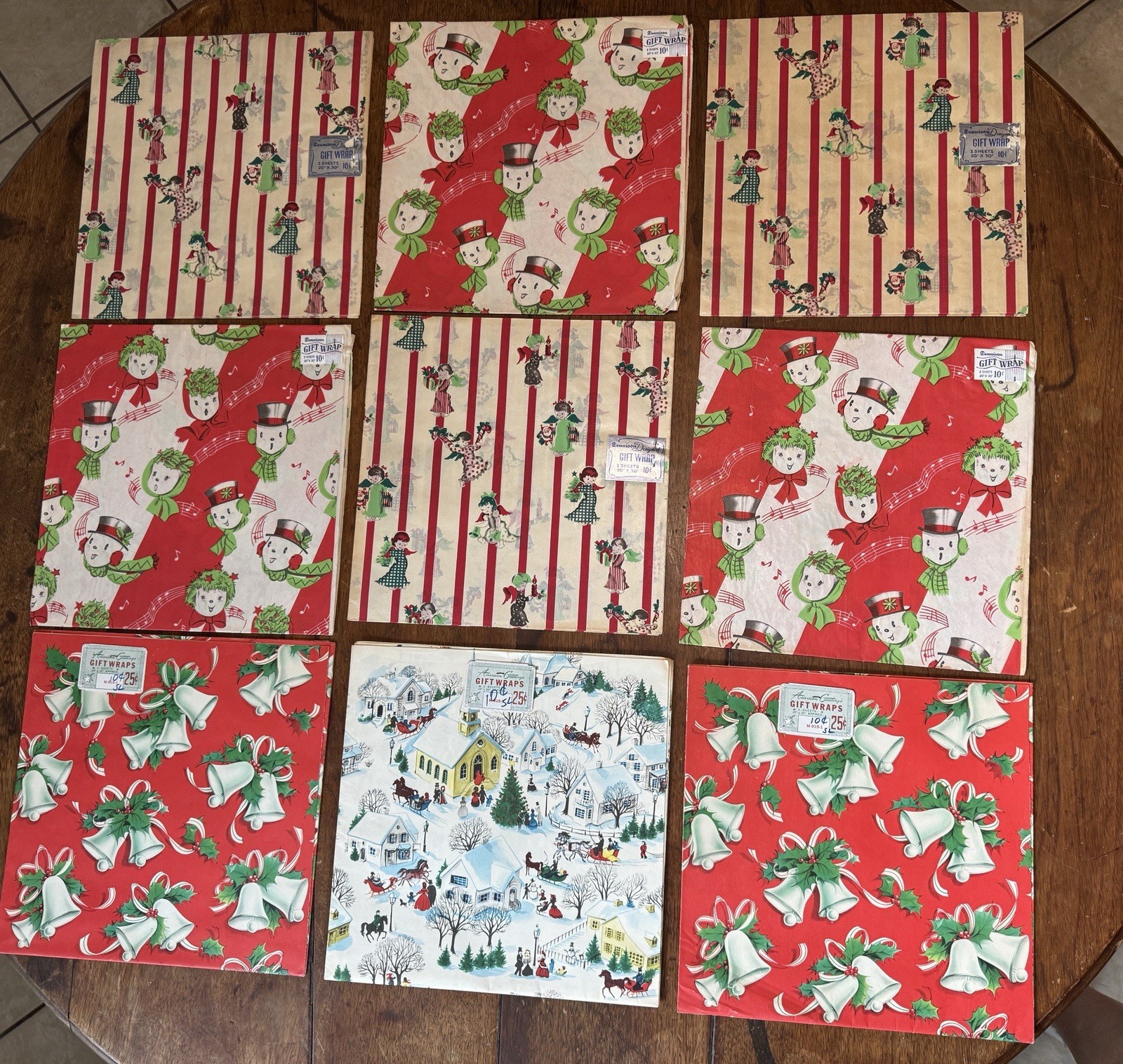 LARGE LOT  Vtg Dennison Christmas Gift Wrap Sheet 20x30 10c & American Greetings