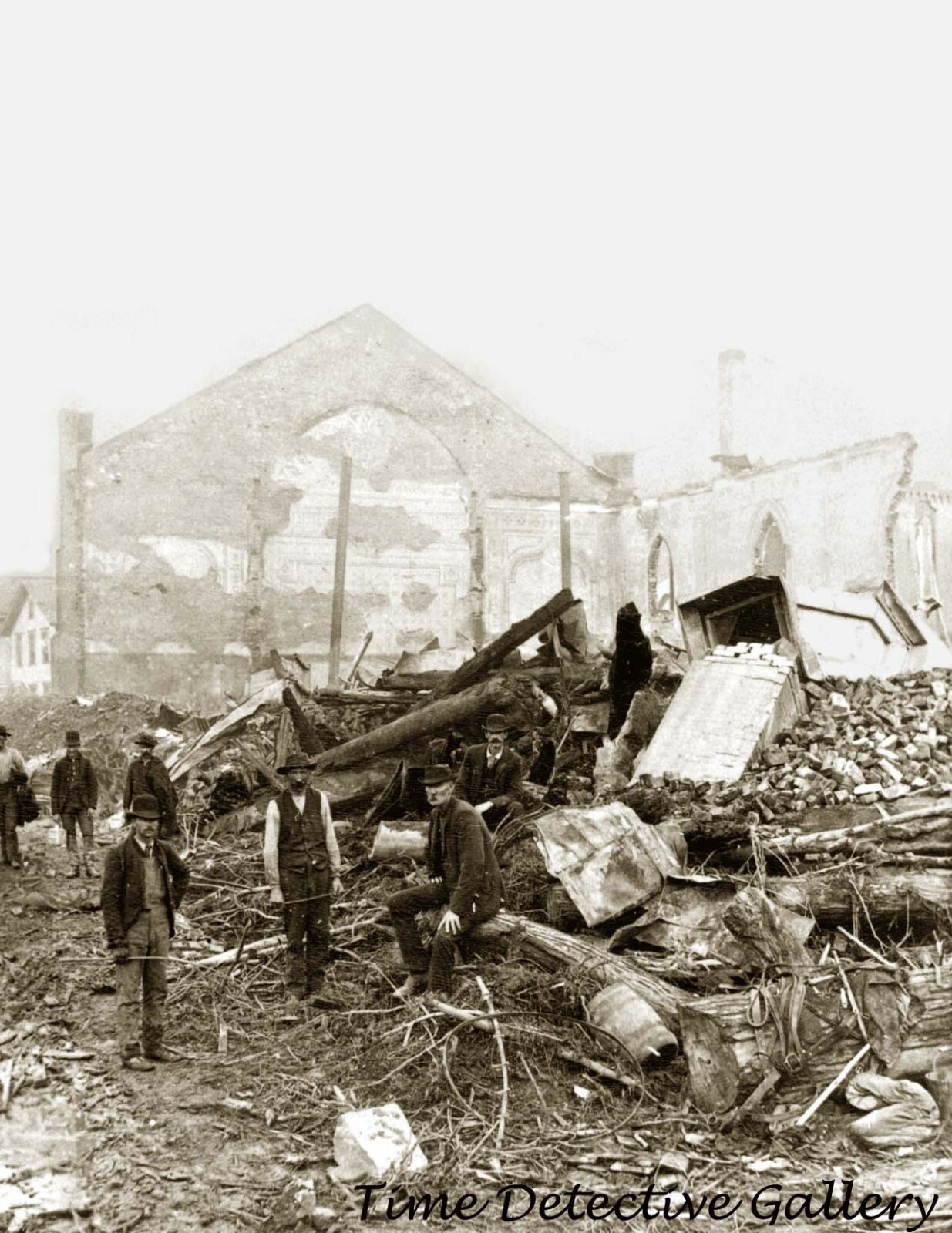 Wreckage of Catholic Church, 1889 Flood, Johnstown, PA - Historic Photo Print