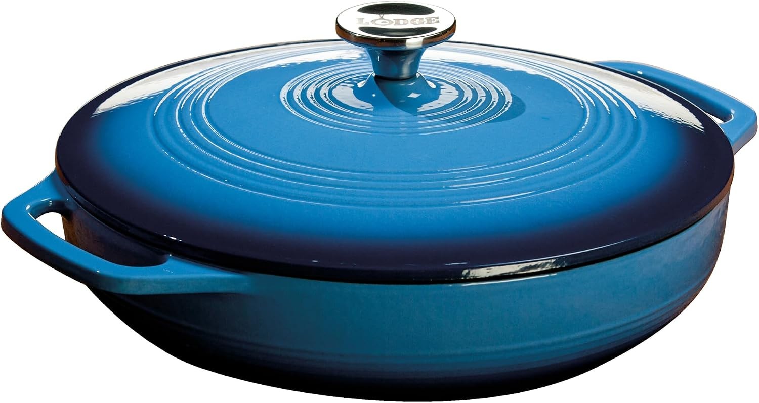 Essential Enamel Cast Iron Braiser, 3.6 Quart, Caribbean Blue