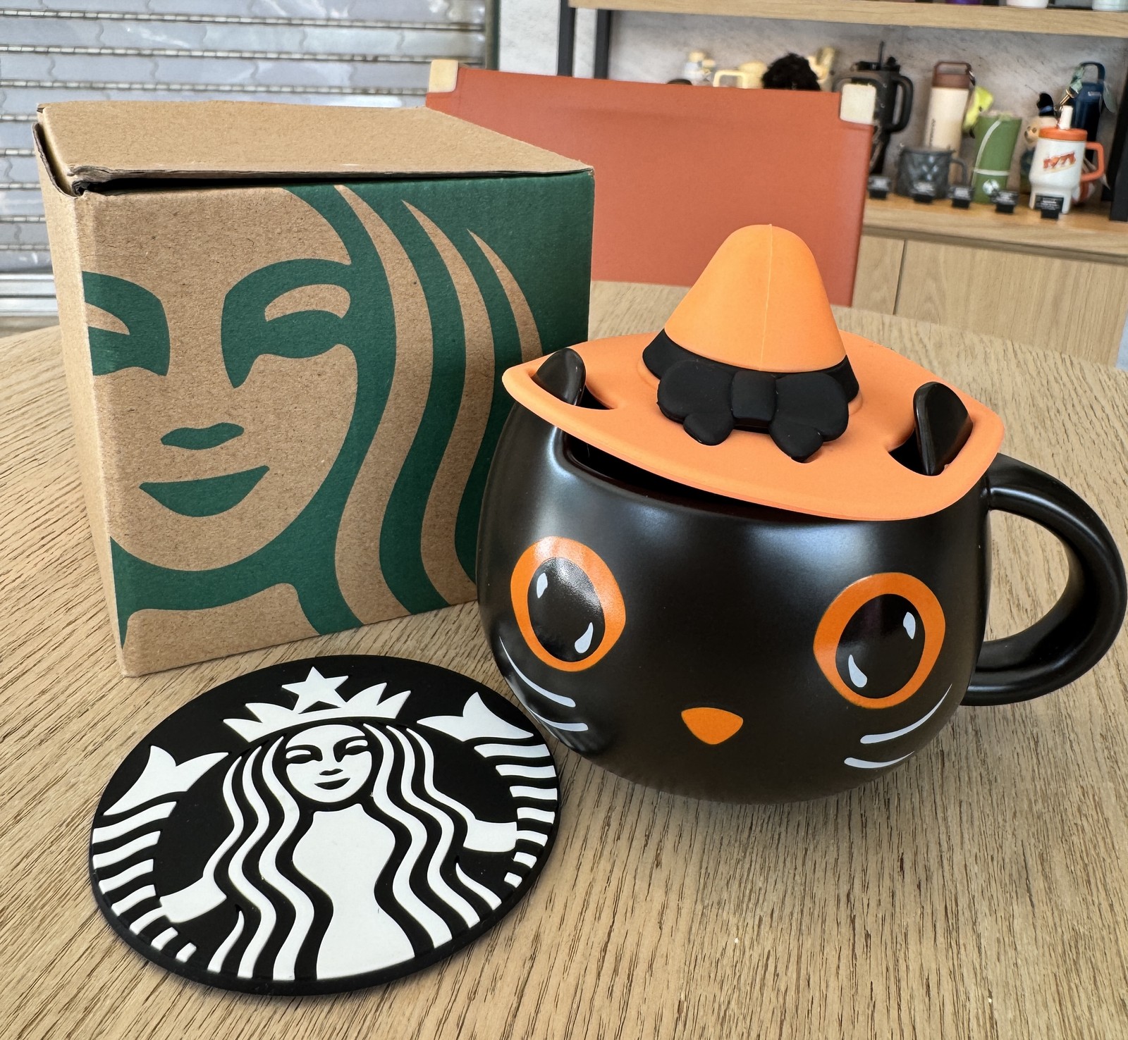 2020 Limited China Starbucks Halloween Black Cat Coffee Mug Cover Coaster Gift