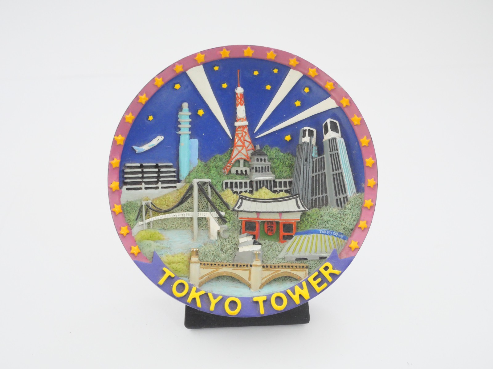 Vintage Tokyo Tower 3D Resin Plate Figure Landmark Display Decor Japan Souvenir