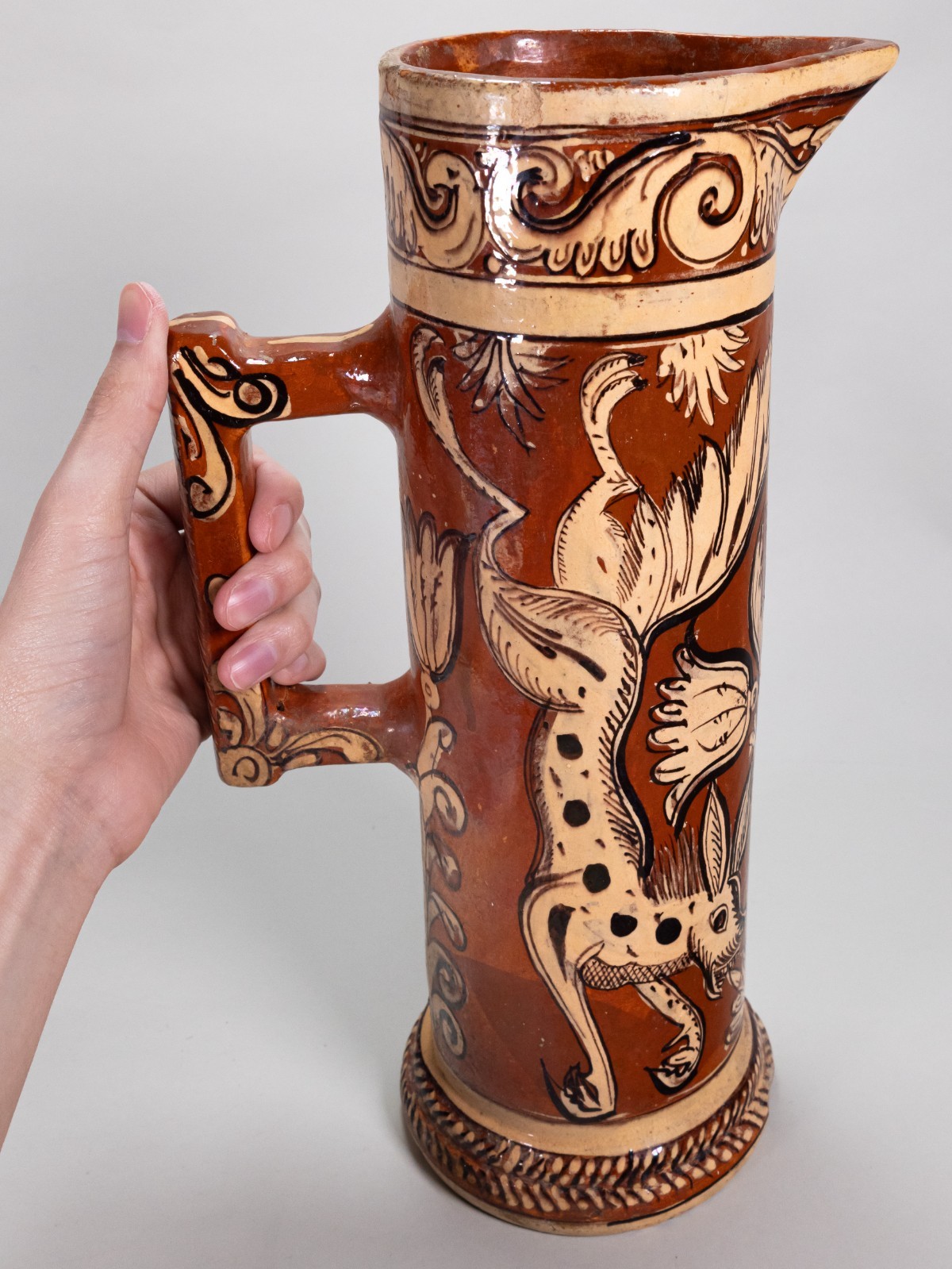 C.1930's Mexican Tlaquepaque Fantasia Pottery Pitcher - 14