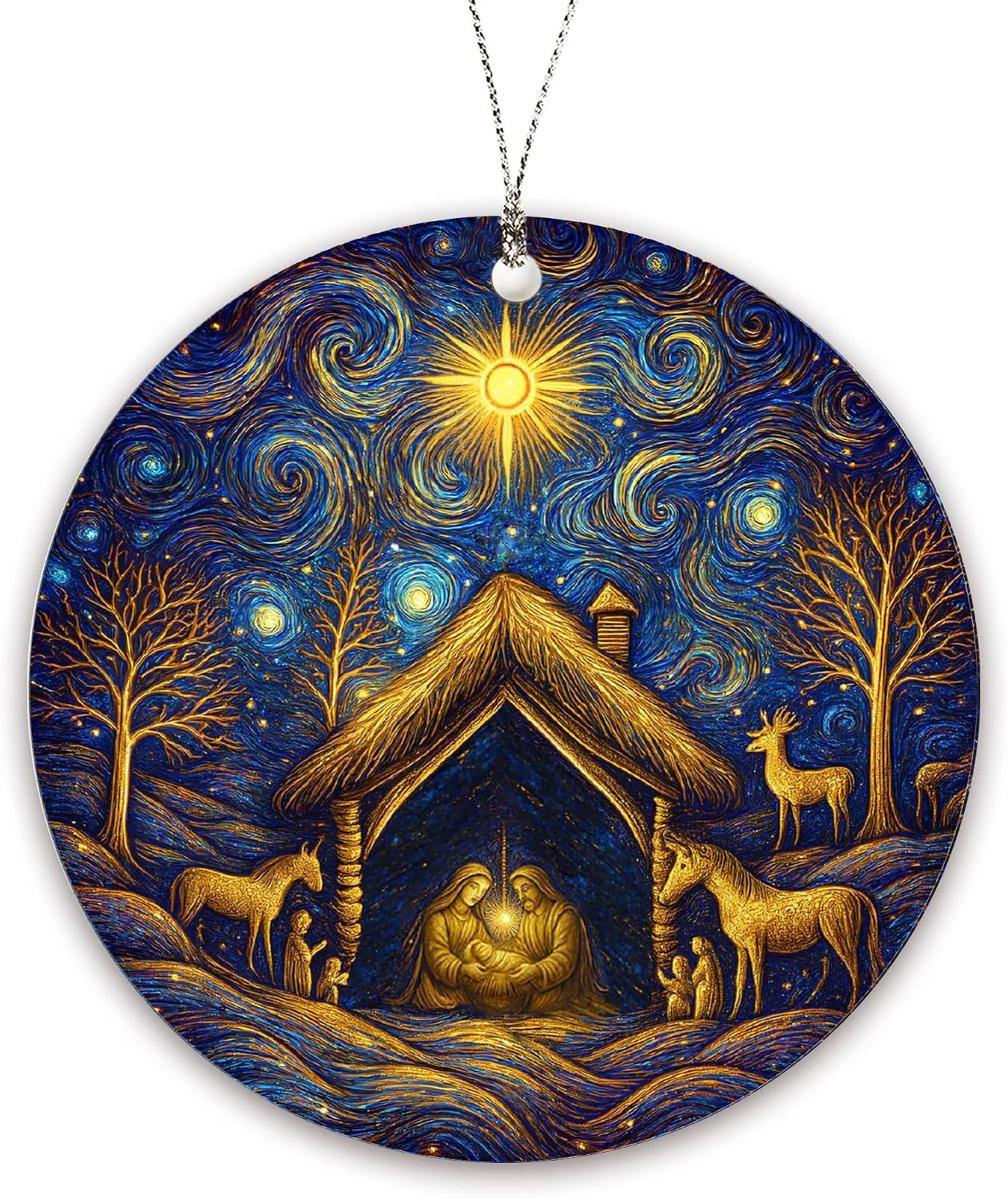Christmas Ornaments 2026, O Holy Night, Beautiful Starry Night Nativity Scene Ch