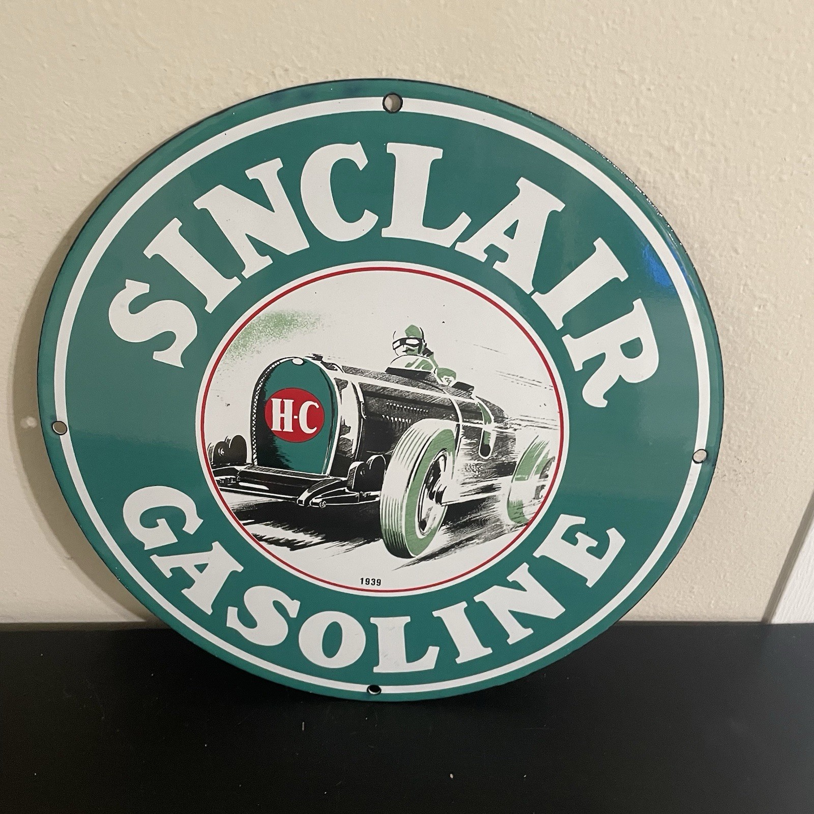 VINTAGE SINCLAIR TRAIN GASOLINE OIL PORCELAIN SIGN