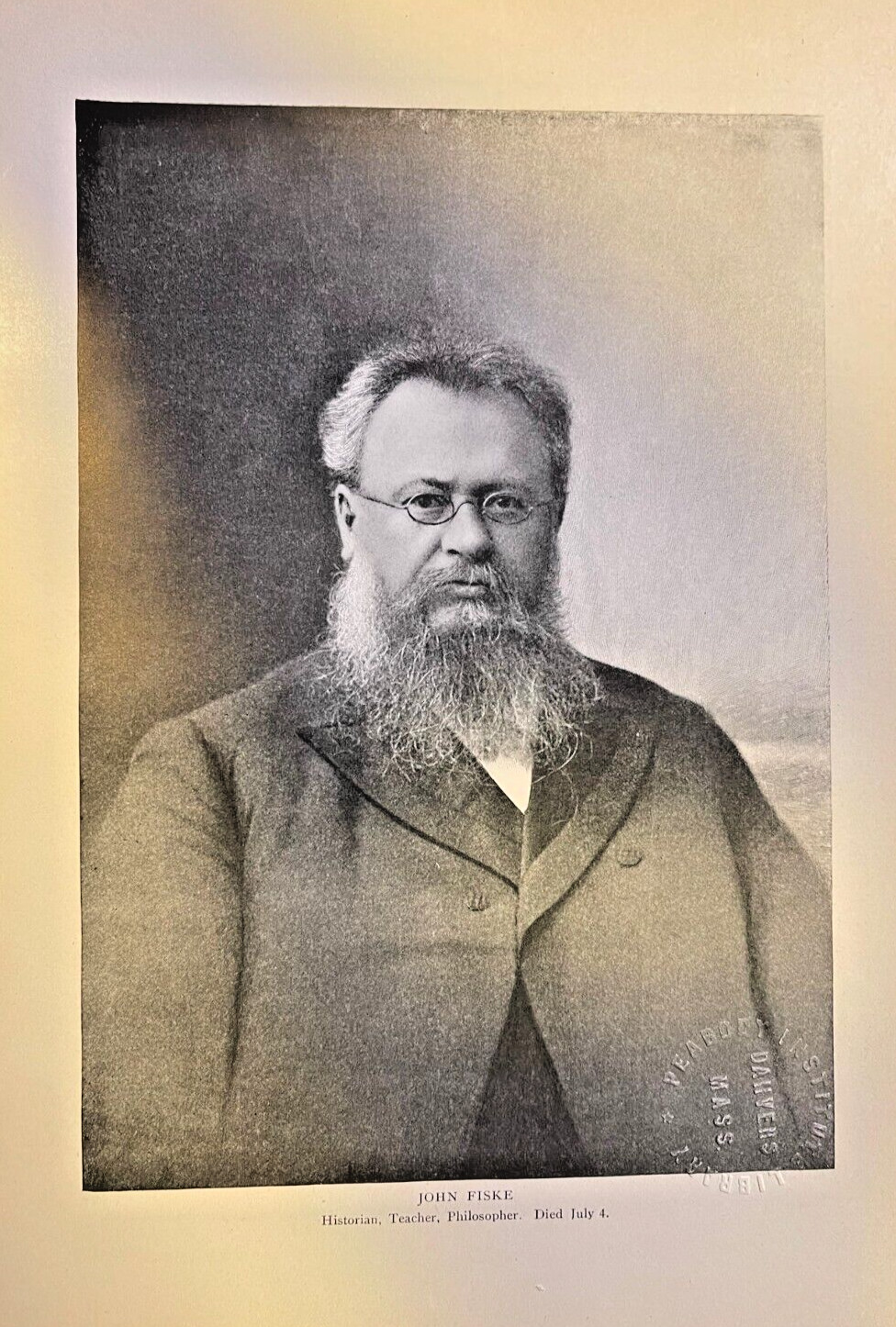 1901 Vintage Magazine Illustration John Fiske Historian and Philosopher