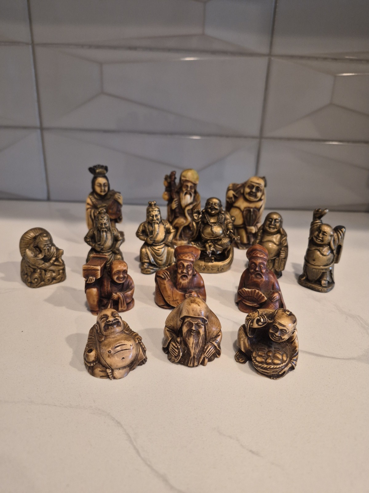 Vintage 15pc Small Asian Resin Figurines