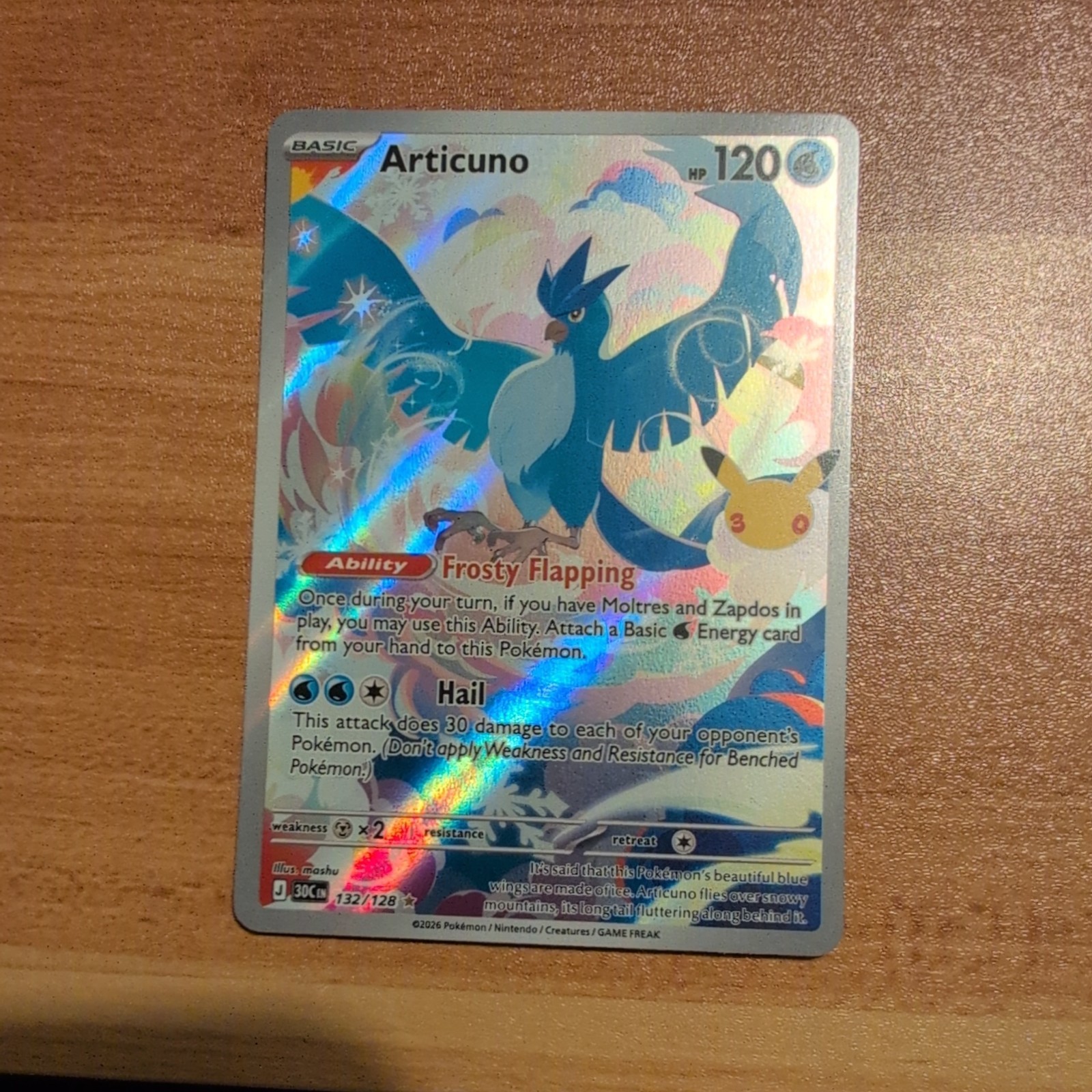 Pokemon 30th Anniversary Articuno IR 132/128 Pack Fresh 