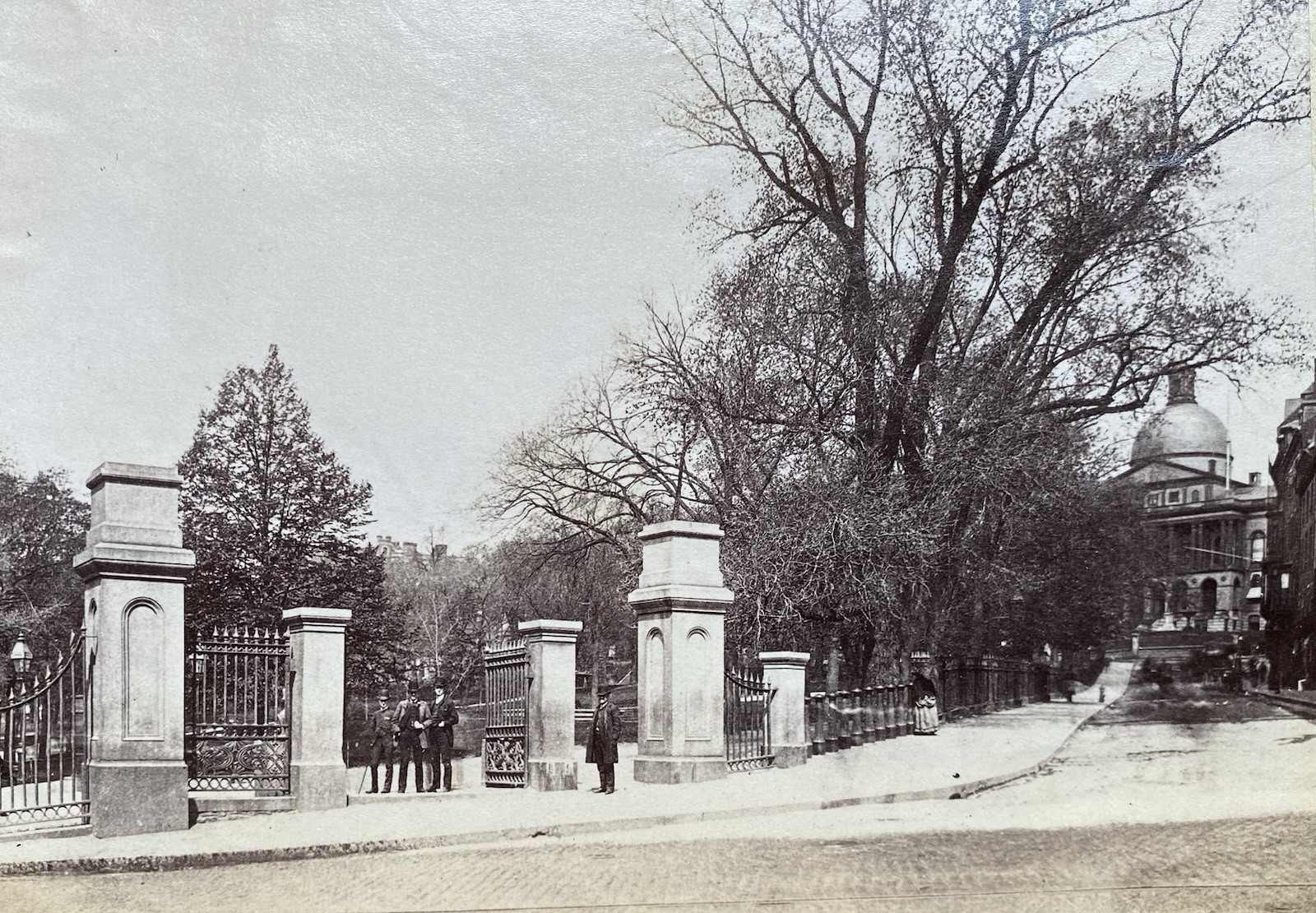 Boston Common Gate & State House Antique Vintage Photo Print
