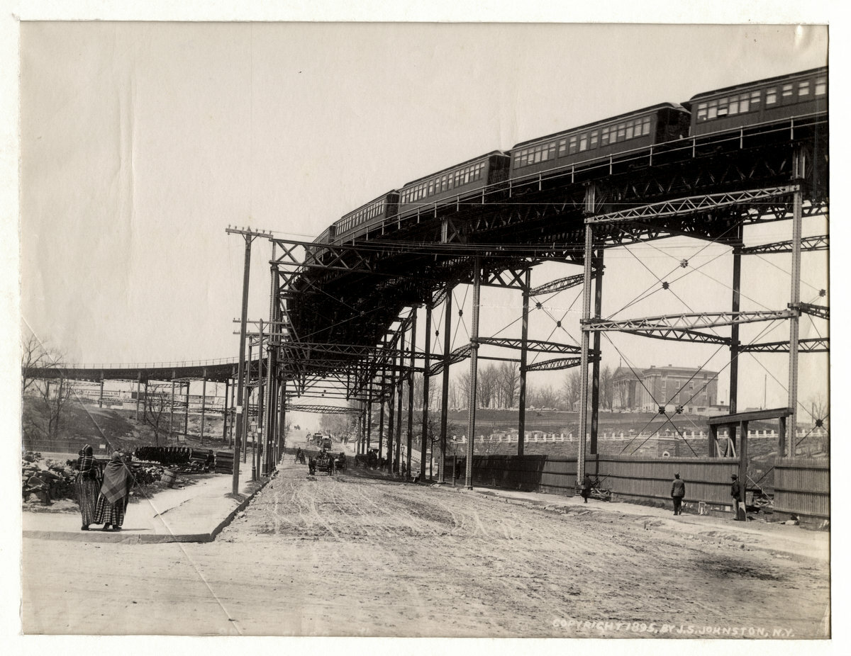 c.1890's USA NEW YORK - OVERHEAD RAILWAY EL TRAIN 110th ST