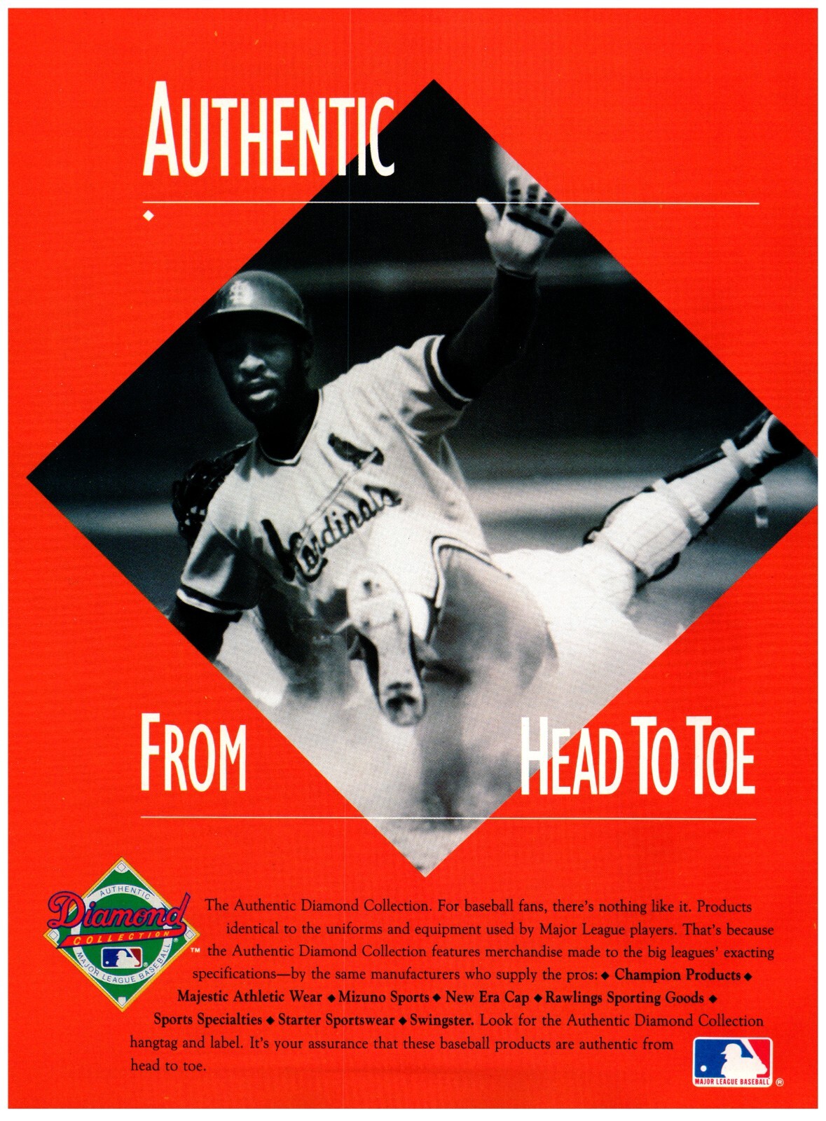 1988 Diamond Collection Print Ad Major League Baseball Ozzie Smith Cardinals MLB