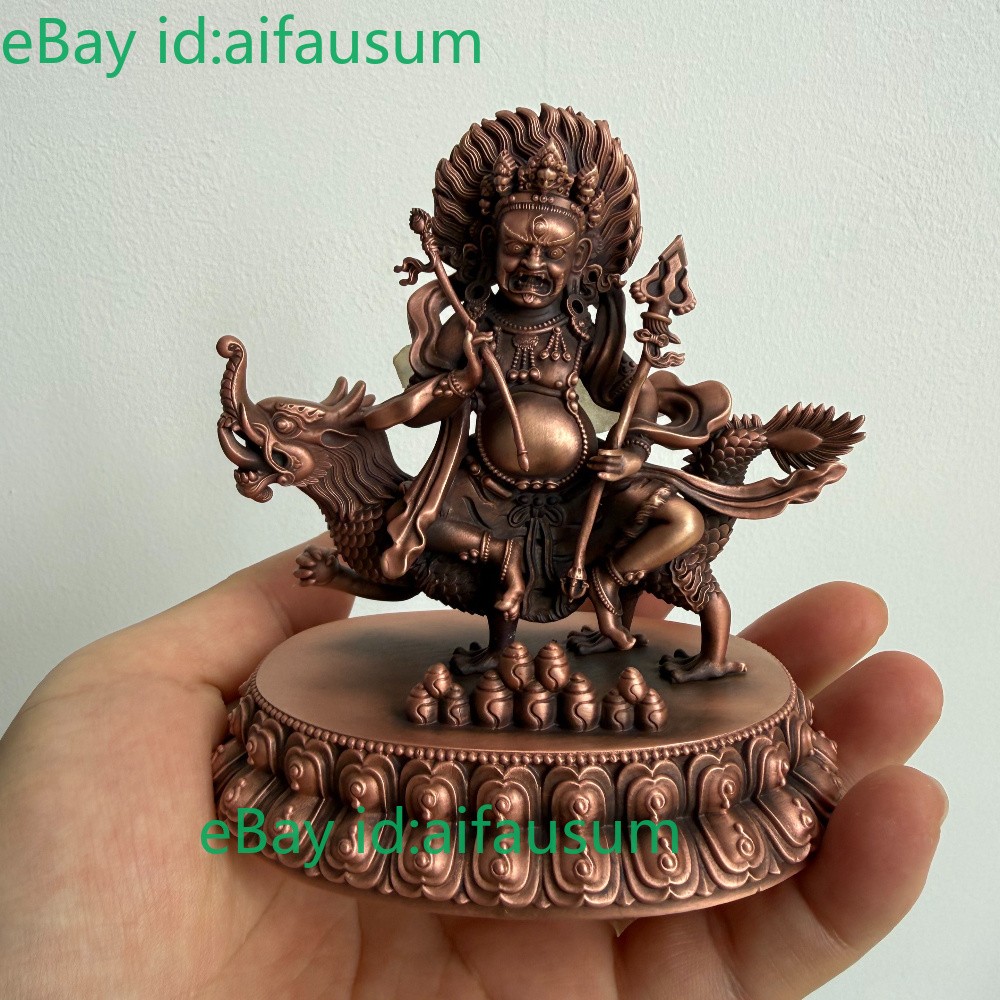 Red Copper White Jambhala Wealth Deity Statue 10cm Hand-Carved Tibetan Dzambhala