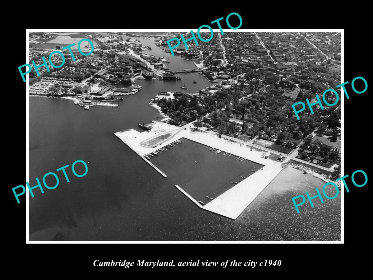 OLD LARGE HISTORIC PHOTO OF CAMBRIDGE MARYLAND AERIAL VIEW OF THE CITY c1940 2