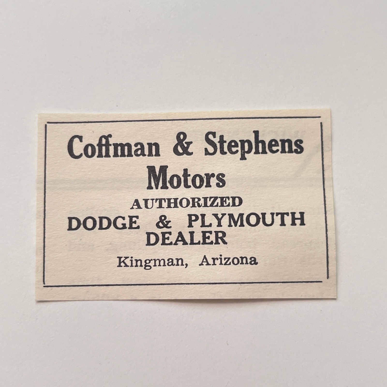 Coffman & Stephens Motors Dodge & Plymouth Dealer Kingman AZ 1948 Ad SAK1-S31