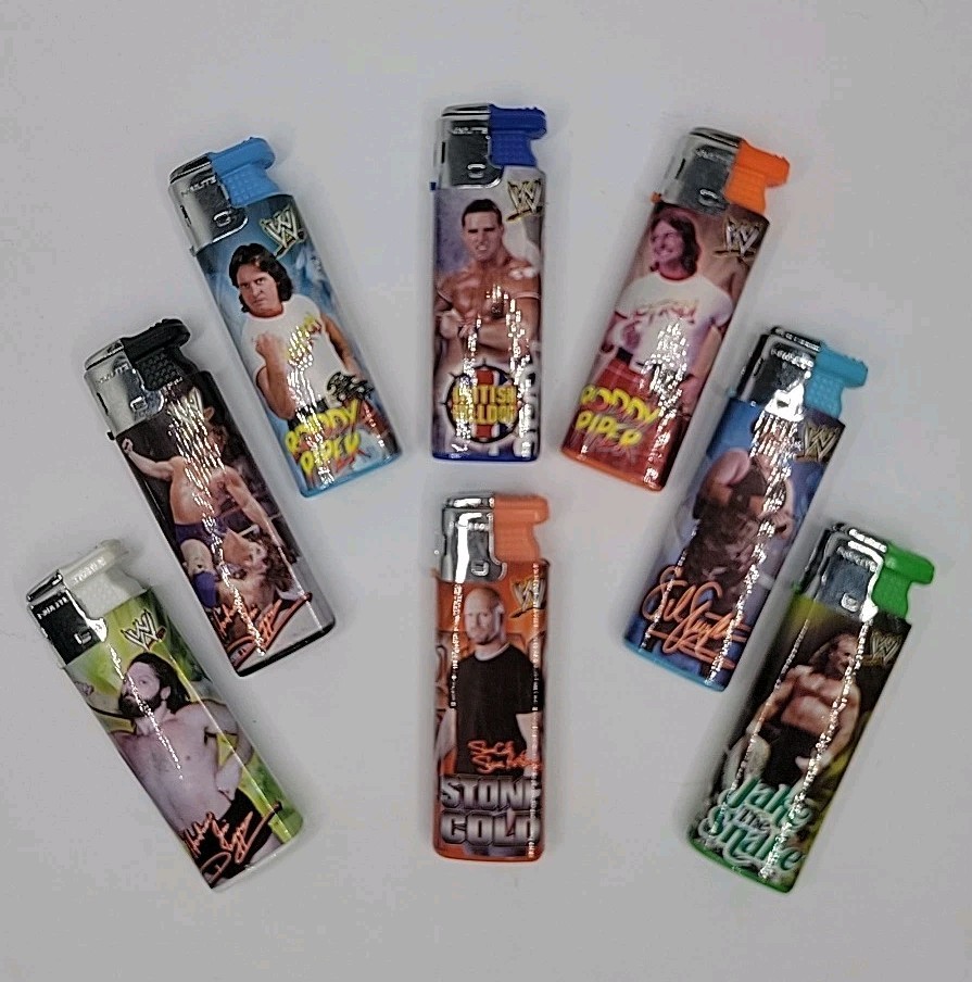 ​WWE Superstar Lighter Set - 8pc Vintage Torch - Piper Duggan Bulldog Austin