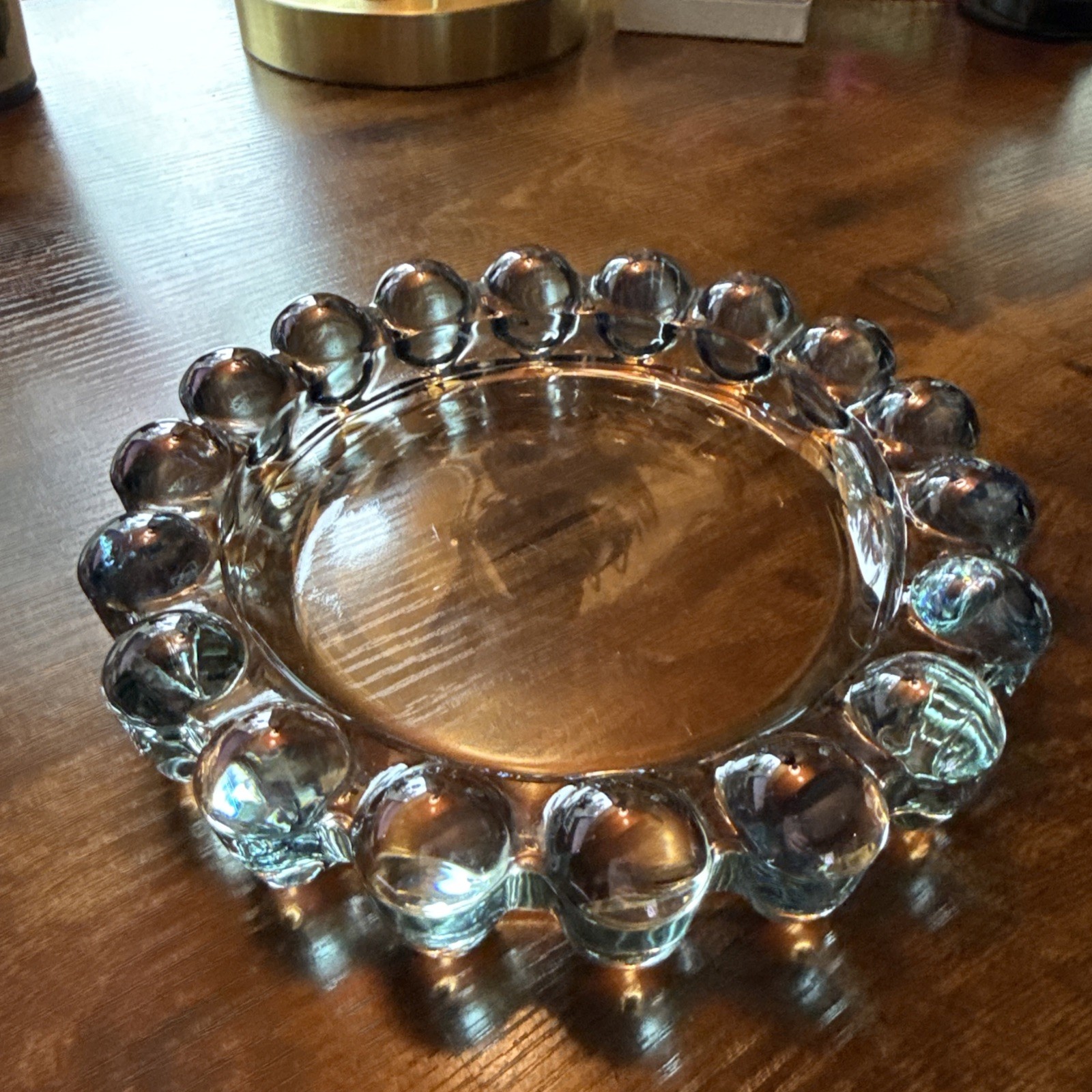 VTG 1950s Anchor Hocking Nova Blue Boopie Bubble Glass Ashtray Trinket Dish
