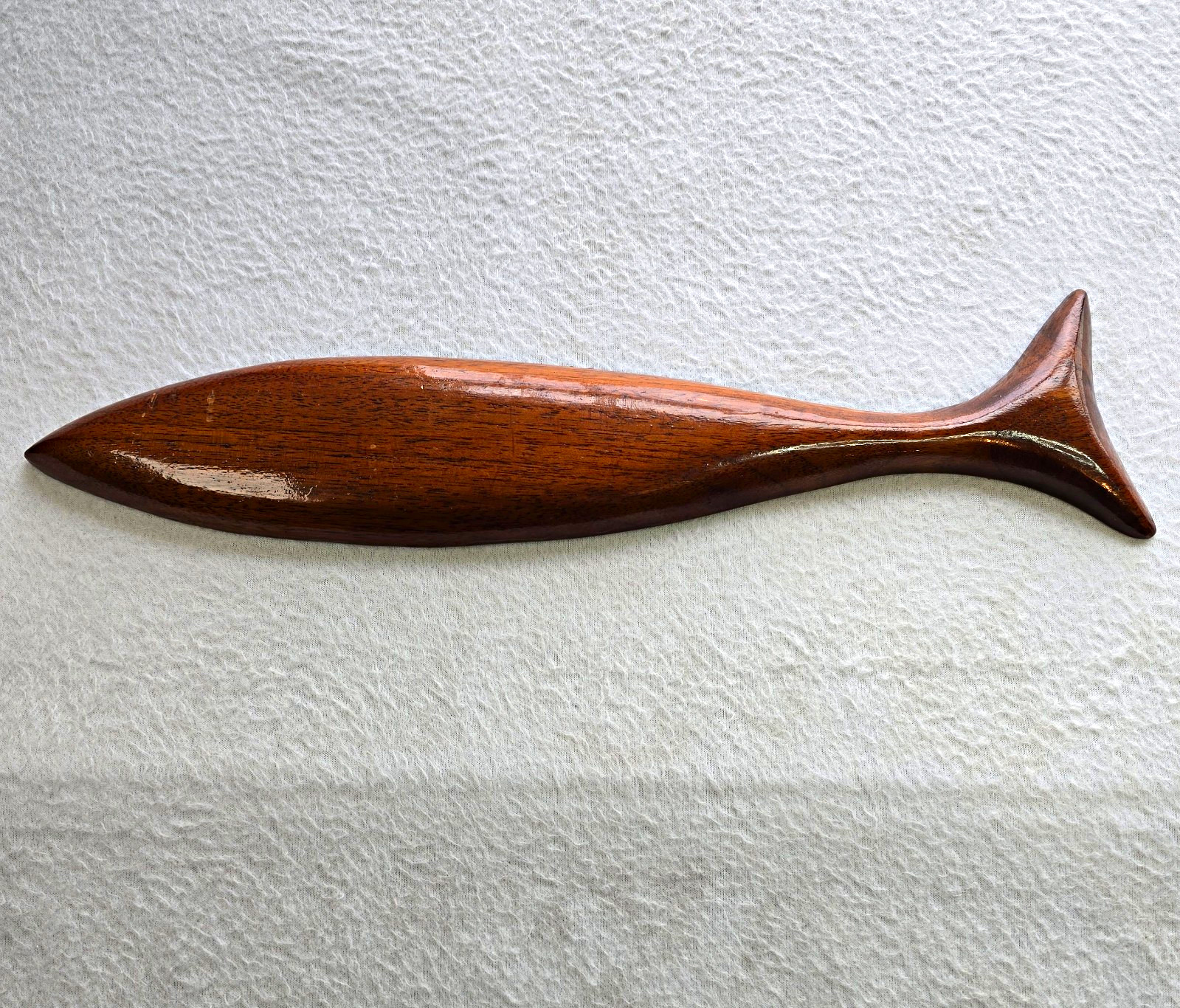 Vintage 1970 Signed Hand Carved Wood Fish Wall Hanging Plaque MCM Nathan Allison