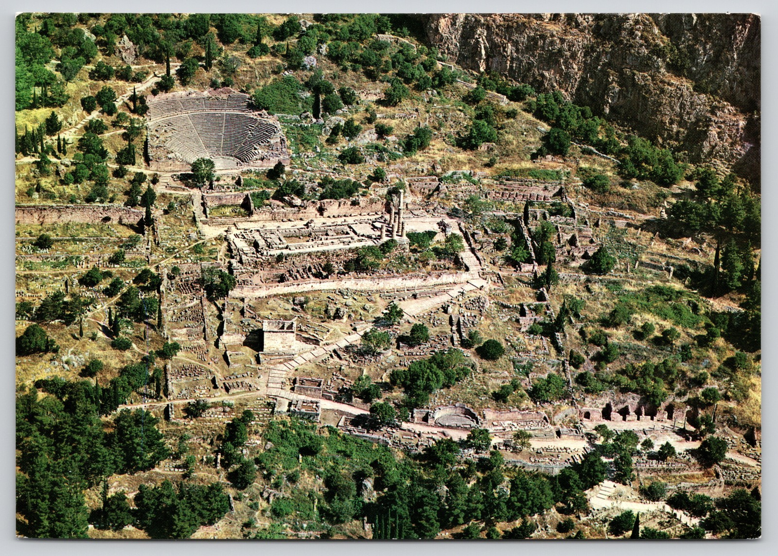 Delphi Temple of Apollo Aerial Panoramic Ruins Greece Postcard