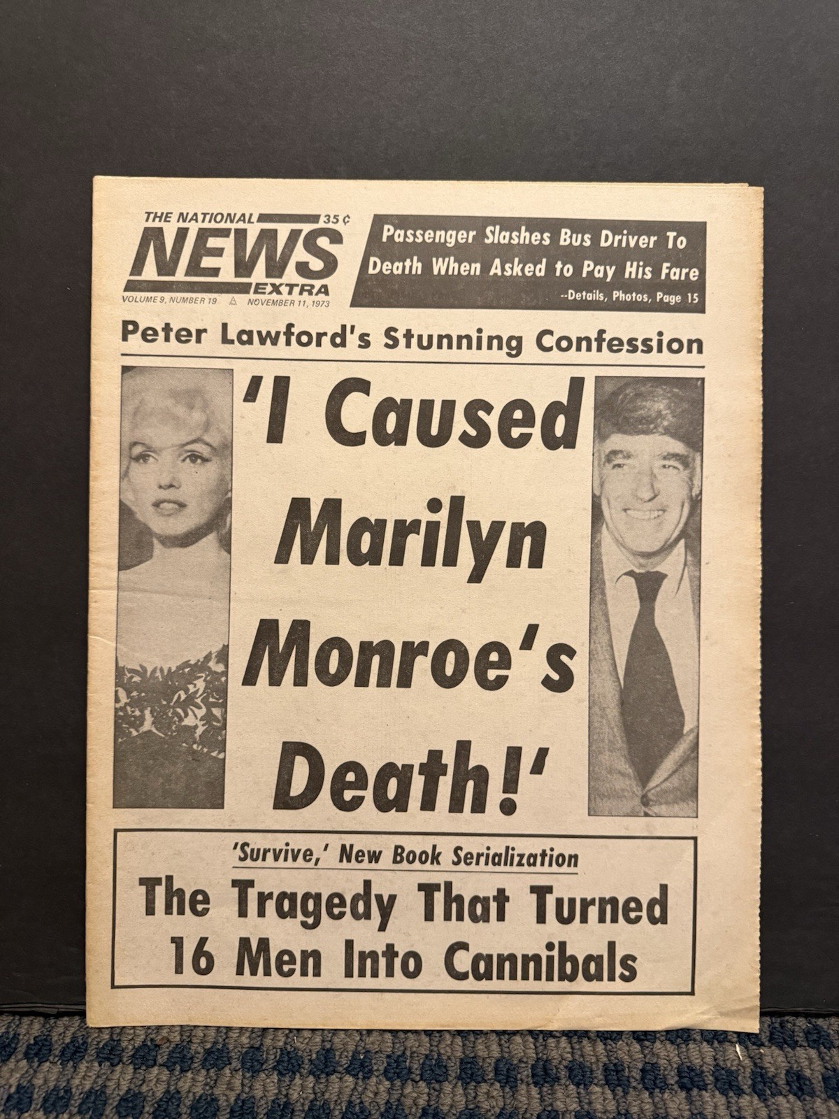 1973 The National News Extra Newspaper, Peter Lawton’s, Marilyn Monroe (VRN10L)