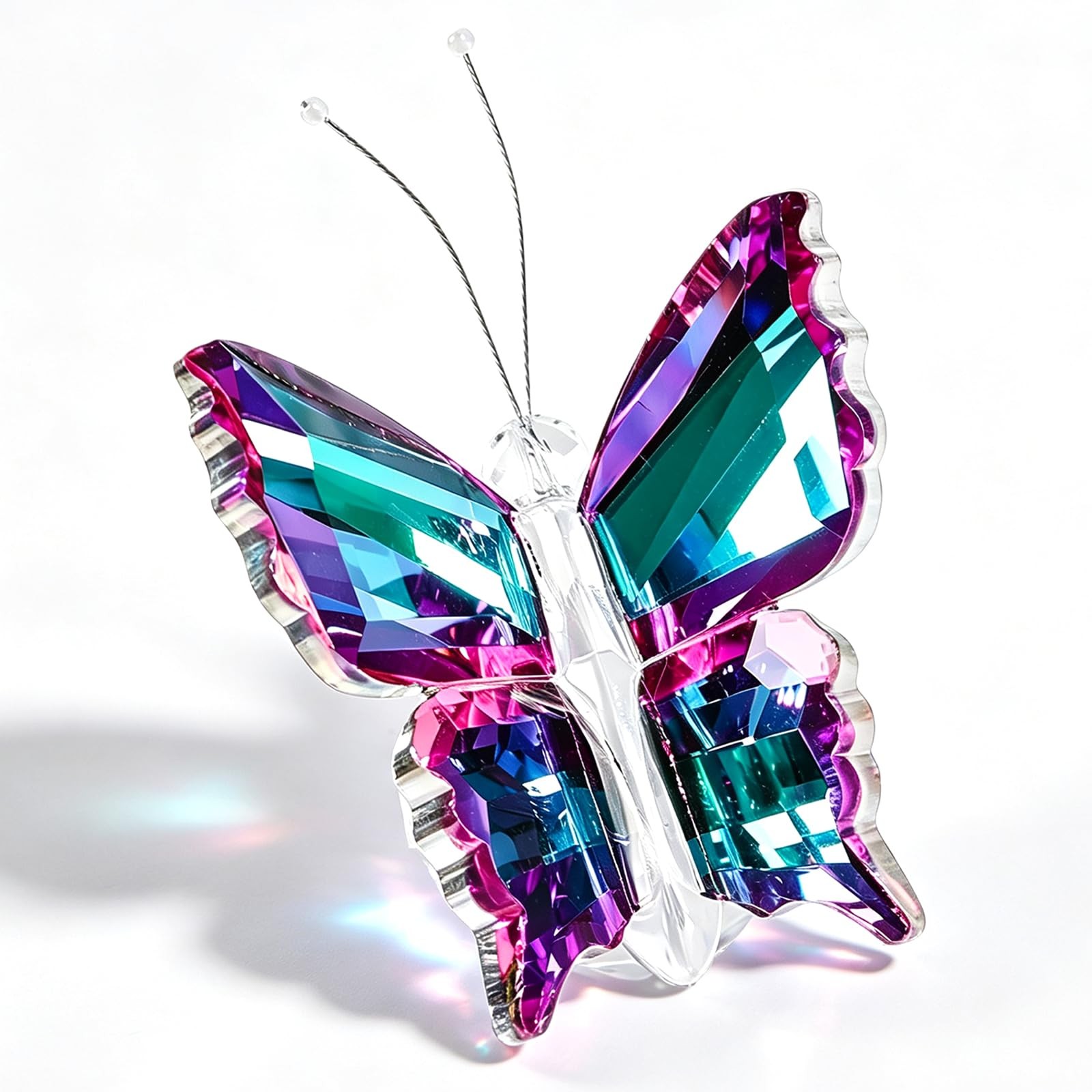 Aurora Iridescent K9 Crystal Butterfly Figurine with Faceted Base, 2.4×1.8in ...