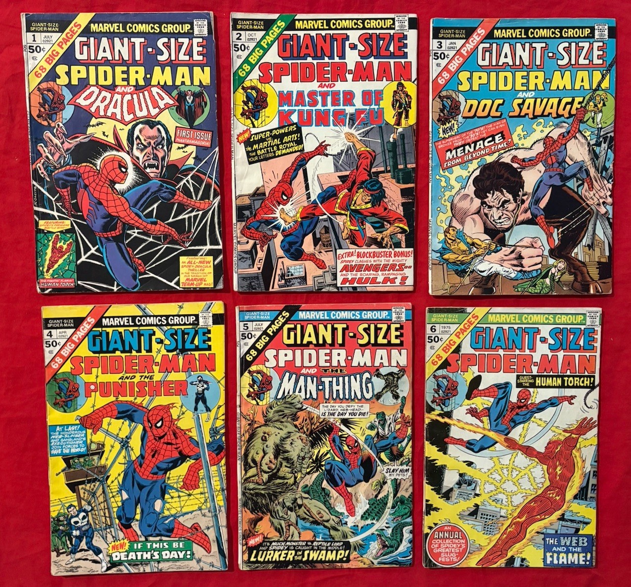 Giant-Size Spider-Man Lot Issue #1,2,3,4,5,6 Dracula Punisher Marvel Comics 1974