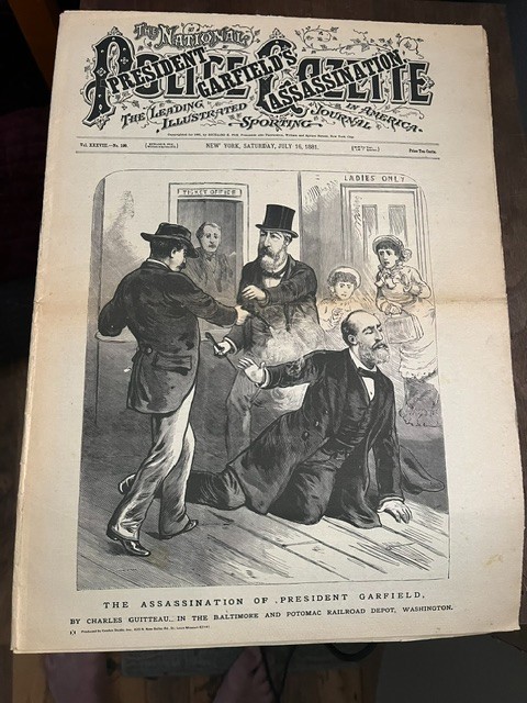 ORIGINAL JULY 16, 1881 JAMES GARFIELD SHOOTING NATIONAL POLICE GAZETTE NEWSPAPER