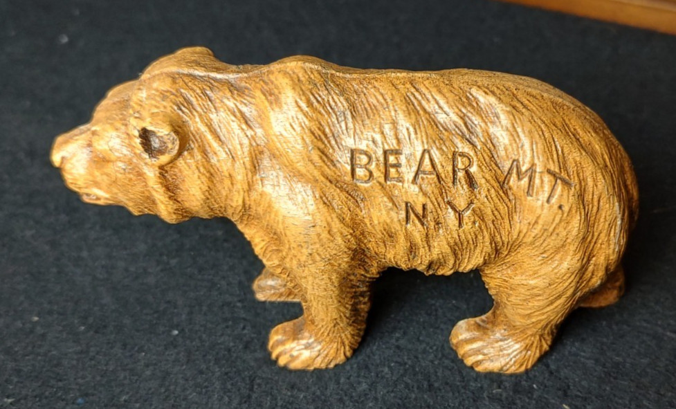Vintage Mid-Century Cast Resin Bear From Bear Mountain NY Statue Figurine