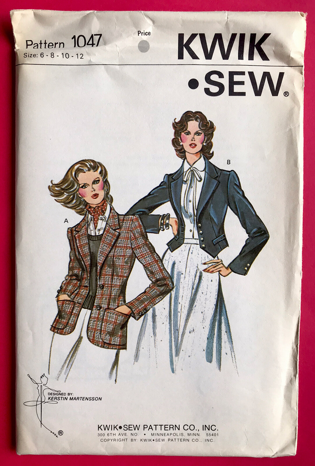 Rare Sealed UNCUT Kwik Sew 1047 Misses Blazer Jacket 6 8 10 12 Sewing Pattern 