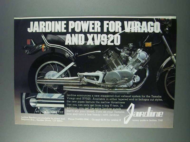 1981 Jardine Motorcycle Headers Ad - Virago and XV920